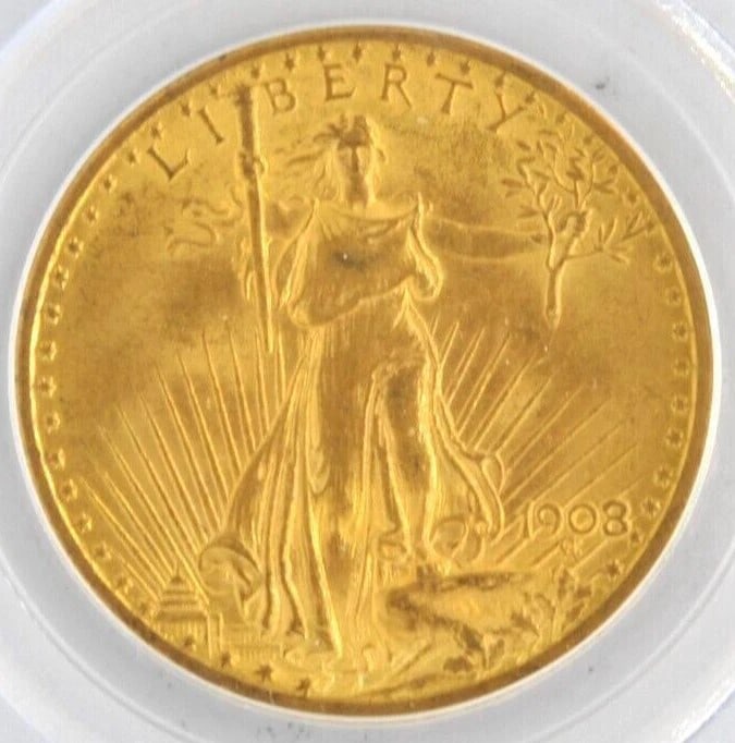 1908 NO MOTTO $20 ST. GAUDENS DOUBLE EAGLE (1 of 2)