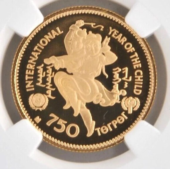 1980 MONGOLIA 750 TUGRIK .900 GOLD: 1980 Mongolia 750 Tugrik .900 Gold Brand/Mint: None Year: 1980 Denomination: None Fineness: 0.9 Country of Origin: Mongolia Accessories: None Accessories Notice: When purchasing pre-owned