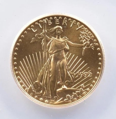1992 $10 AMERICAN GOLD EAGLE: 1992 $10 American Gold Eagle Brand/Mint: None Year: 1992 Denomination: $10 Country of Origin: United States Accessories: None Accessories Notice: When purchasing pre-owned goods, please refer to t