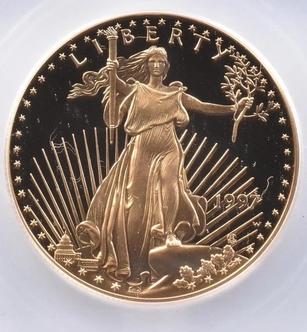 1997-W $50 AMERICAN GOLD EAGLE - 1: 1997-W $50 American Gold Eagle - 1 Brand/Mint: None Year: 1997 Denomination: $50 Country of Origin: United States Accessories: None Accessories Notice: When purchasing pre-owned goods, please refe
