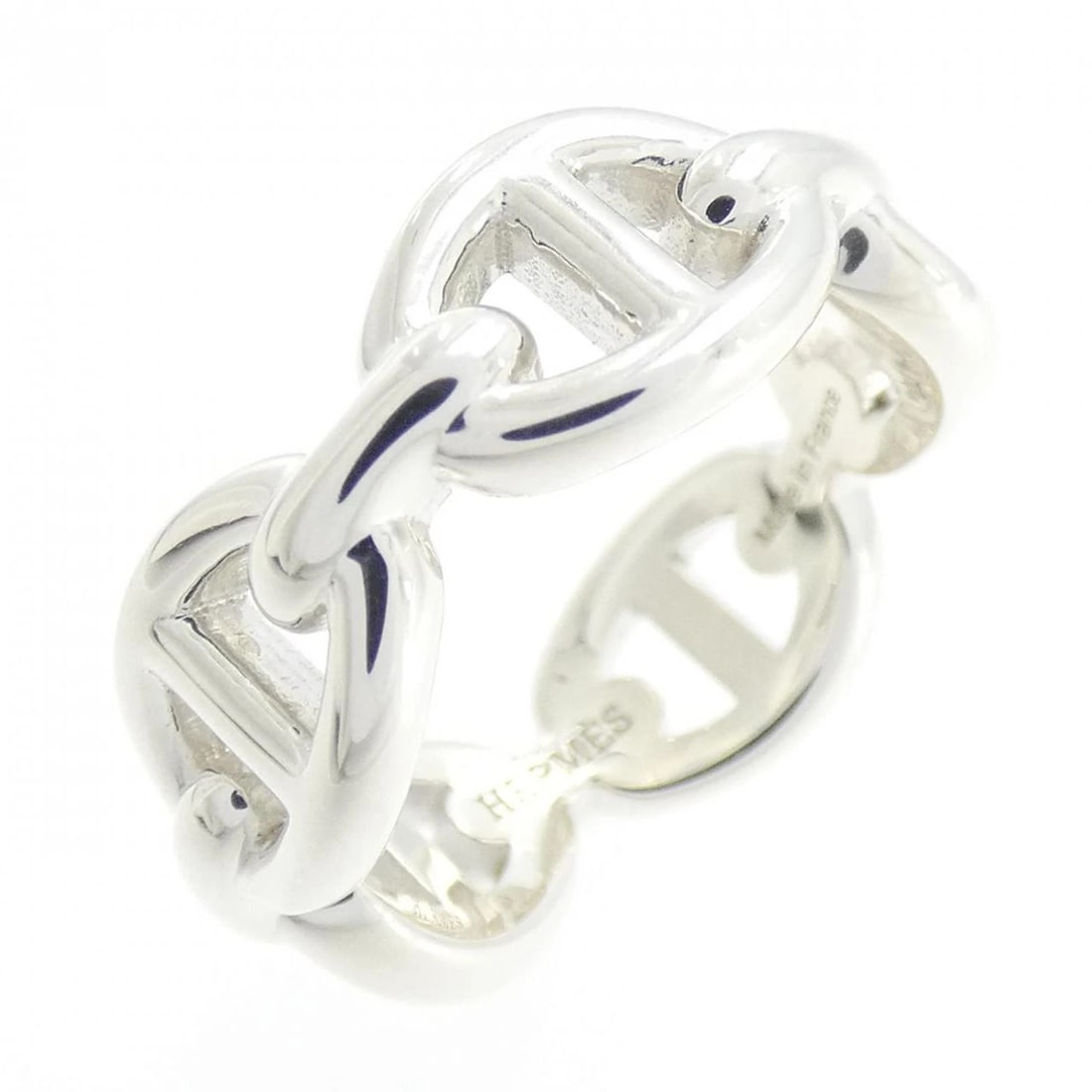 HERMES CHAINE D'ANCRE ENCHENE RING: HERMES Chaine d'Ancre Enchene Ring Brand: HERMES Type: Ring Material: 925 Silver, Color: Silver Size: 4.5 (US size) Accessories: None Accessories Notice: When purchasing pre-owned goods,