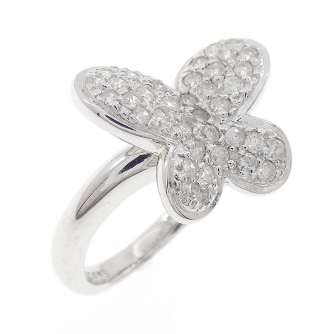 K14WG PAVE BUTTERFLY DIAMOND RING: K14WG Pave Butterfly Diamond Ring Brand: Unbranded Type: Ring Material: K14 White Gold, Main Stone/Creation Natural Color: White Gold Size: 5 US Accessories: None Accessories Notice: When