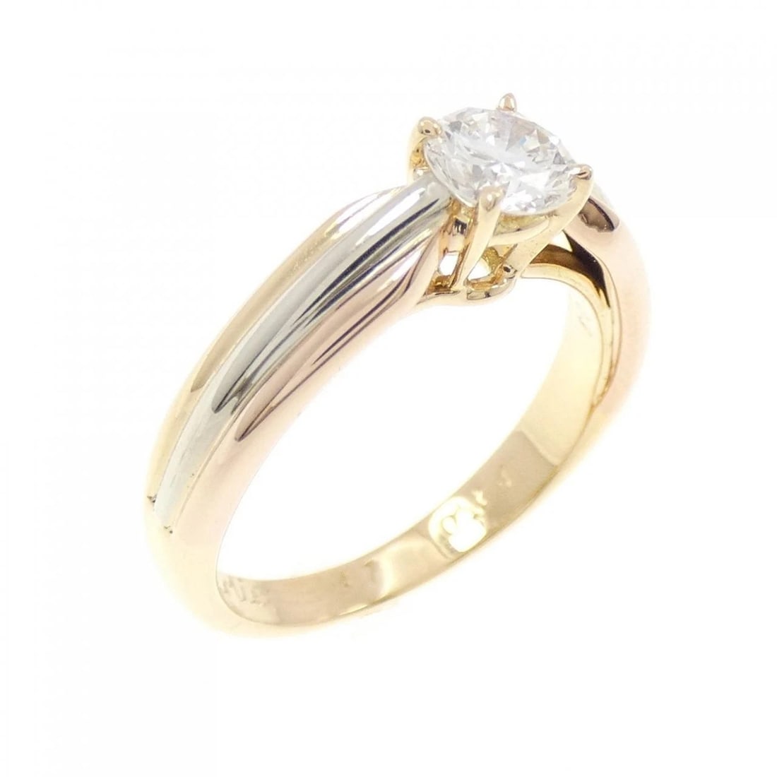 CARTIER SOLITAIL TRINITY RING: Cartier Solitail Trinity Ring Brand: Cartier Type: Ring Material: 750 Yellow Gold 750 White Gold 750 Pink Gold, Main Stone/Creation Natural Color: Yellow Gold White Gold Pink Gold" Size: 4-4.5 (US