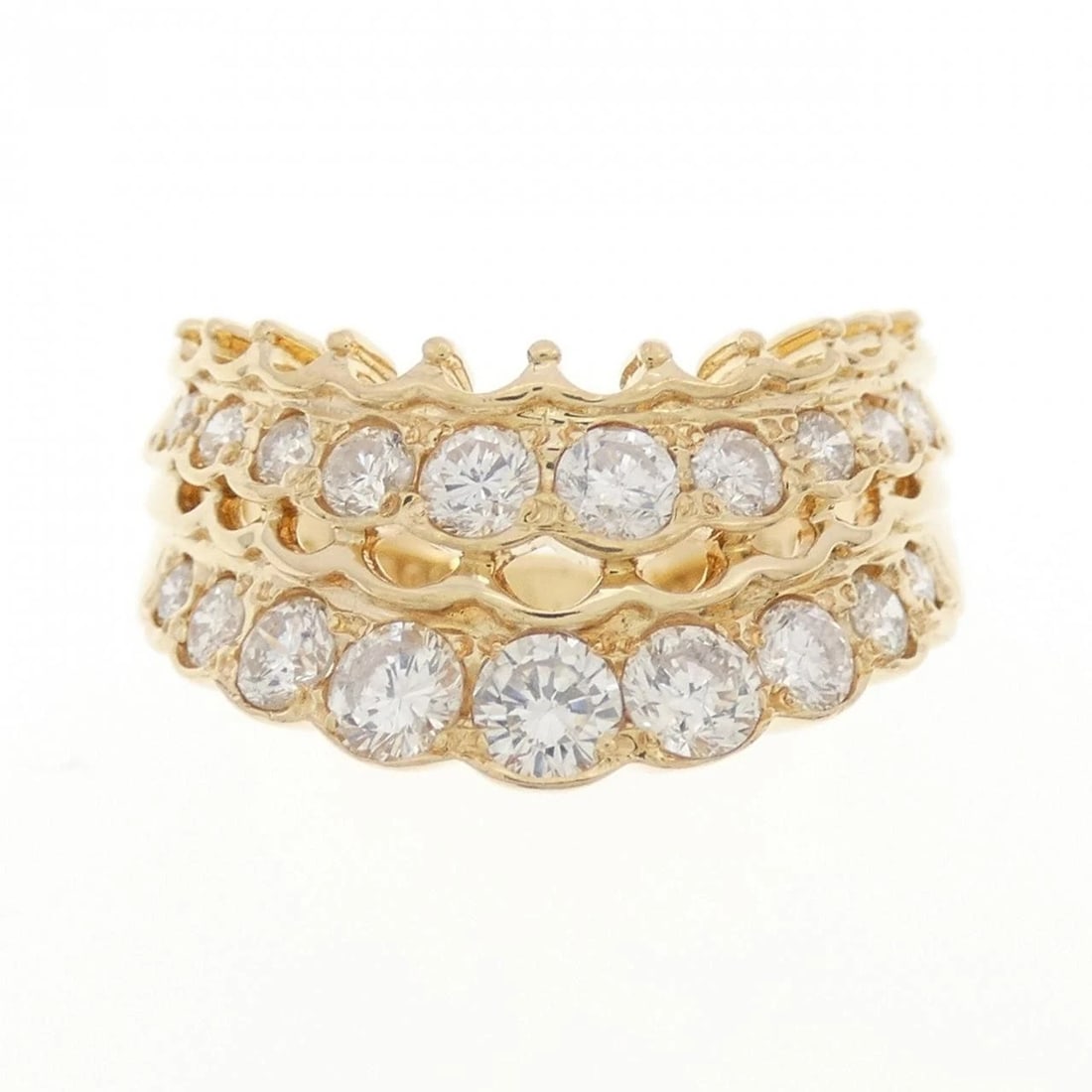 750YG DIAMOND RING: 750YG Diamond Ring Brand: Unbranded Type: Ring Material: 750 Yellow Gold, Main Stone/Creation Natural Color: YG Size: 5.5 US Accessories: None Accessories Notice: When purchasing pre-owned