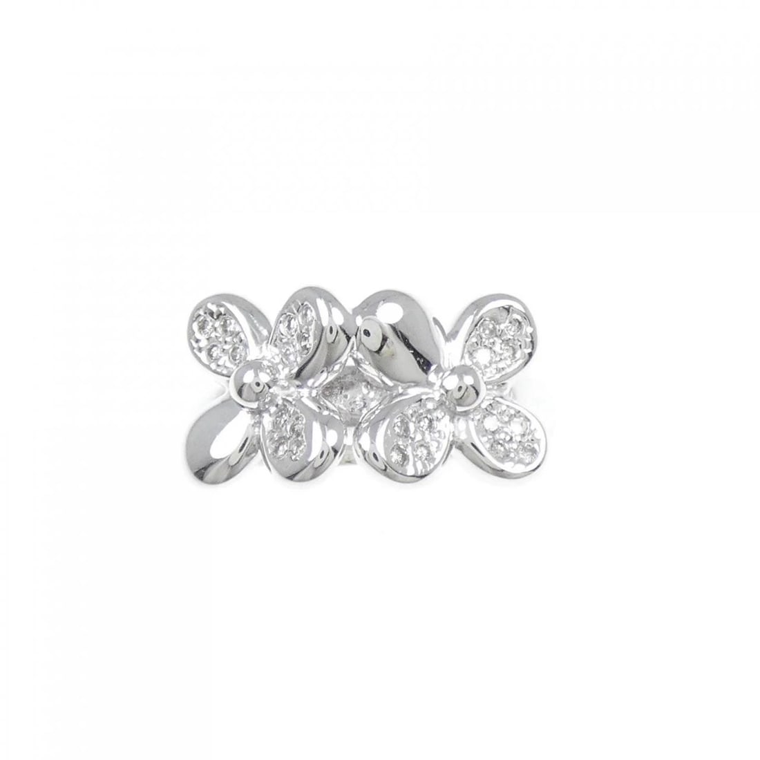 K18WG FLOWER DIAMOND RING - 2