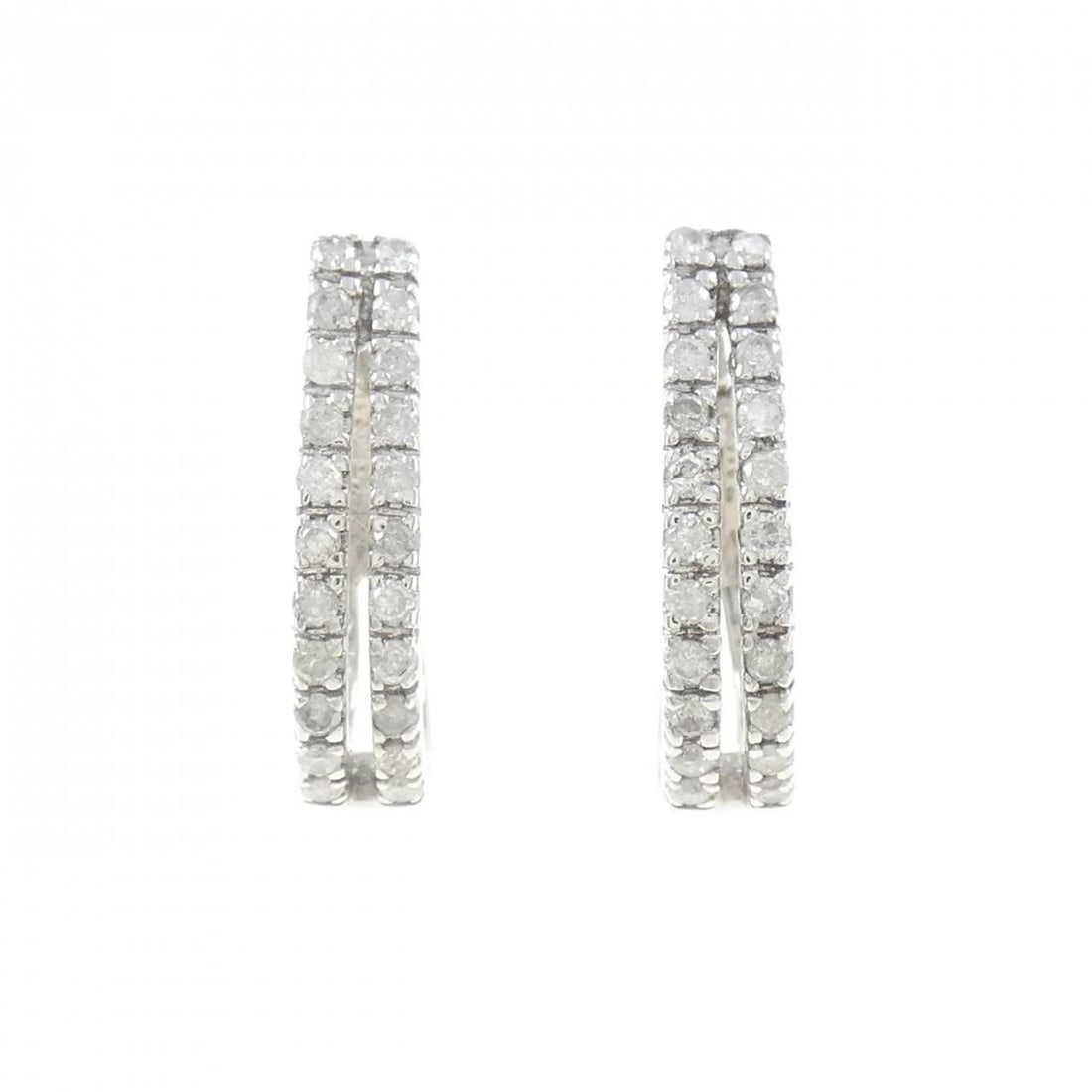 K18WG DIAMOND EARRINGS: K18WG Diamond Earrings Brand: Unbranded Type: Earrings Material: K18 White Gold, Main Stone/Creation Natural Color: WG Size: ActualSize HxW: 18.3mmx4.0mm Accessories: None Accessories Notice: