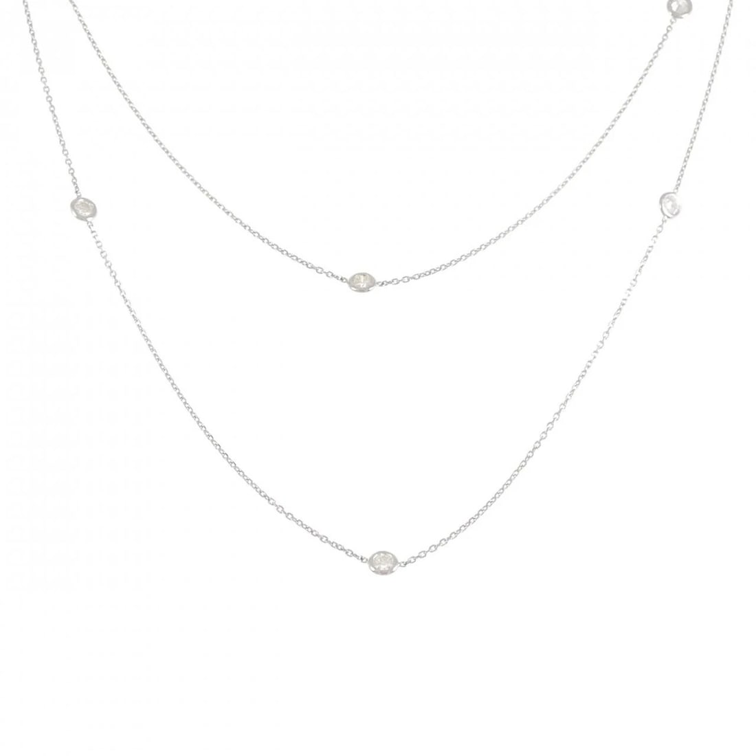 PT850 2WAY DIAMOND NECKLACE: PT850 2WAY Diamond Necklace Brand: Unbranded Type: Necklace Material: Platinum 850, Main Stone/Creation Natural Color: White Gold Size: 51/94cm ActualSize Max W: 3.9mm Chain Max. W: 0.9mm 