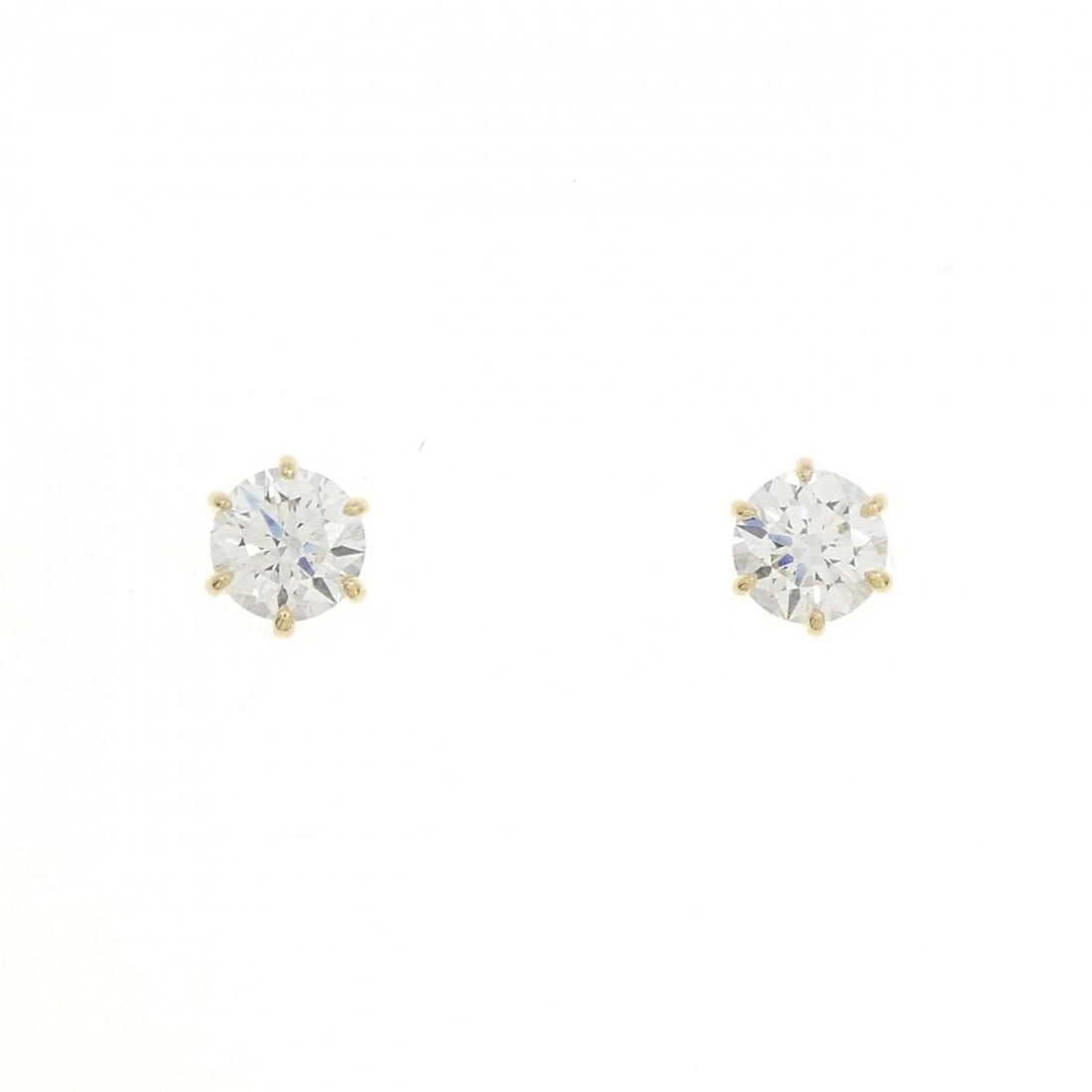 K18YG ST DIAMOND EARRINGS: K18YG ST Diamond Earrings Brand: Unbranded Type: Earrings Material: K18 Yellow Gold SST, Main Stone/Creation Natural Color: YG Size: ActualSize HxW: 4.7mmx4.1mm Accessories: None Accessories