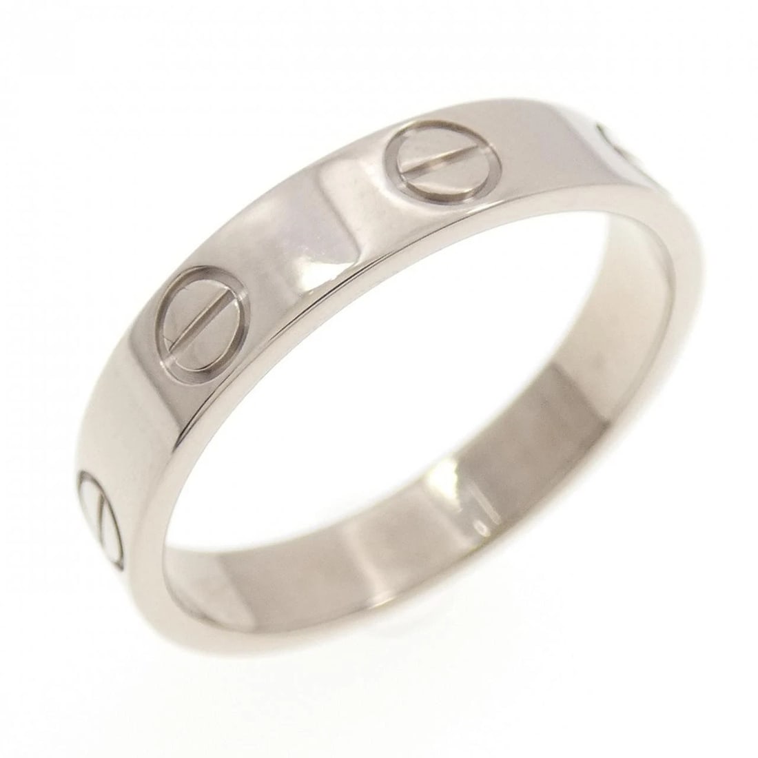CARTIER MINI LOVE RING: Cartier Mini Love Ring Brand: CARTIER Type: Ring Material: 750 white gold, Color: White Size: US 6.5 Accessories: None Accessories Notice: When purchasing pre-owned goods, please refer to the