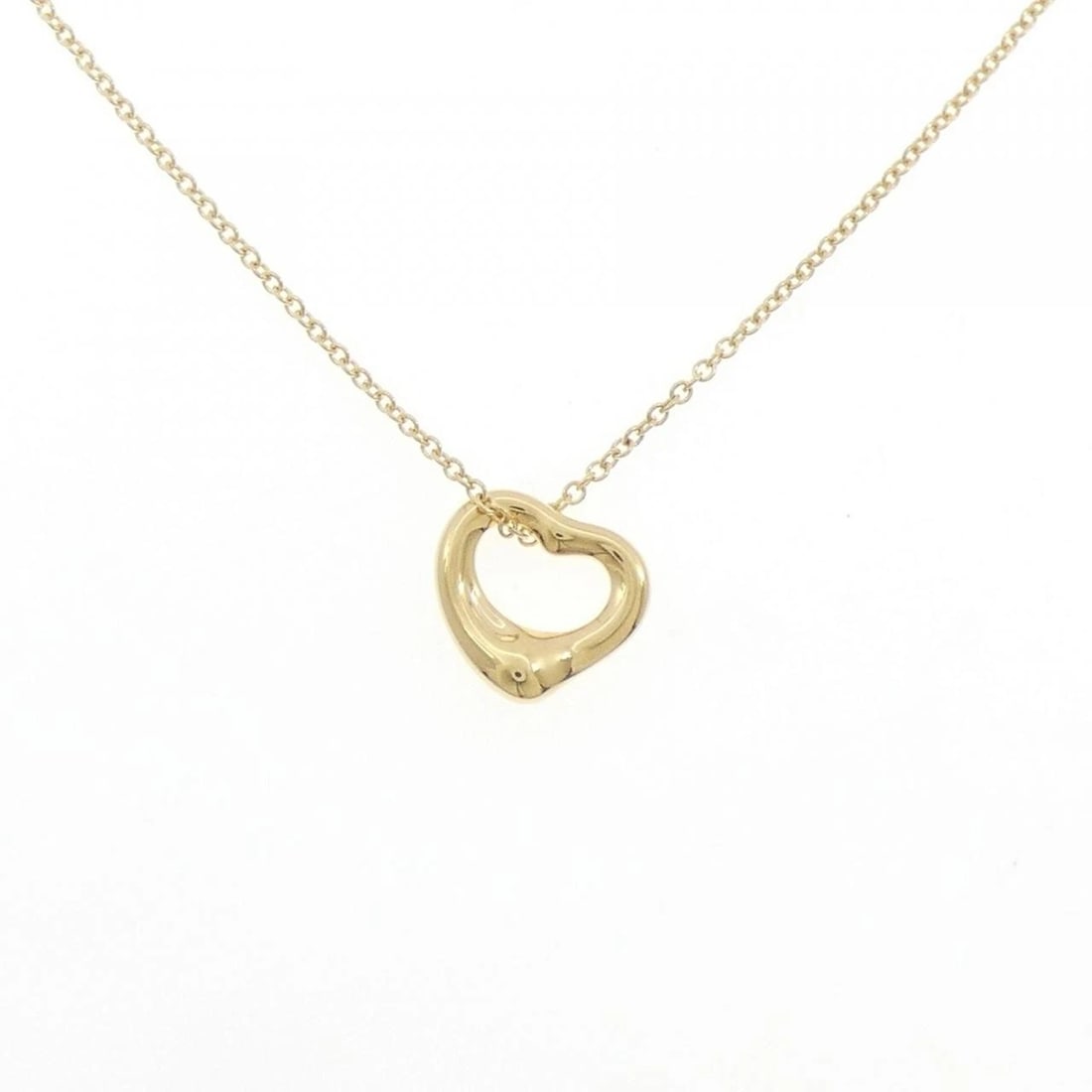 TIFFANY&CO. OPEN HEART NECKLACE: TIFFANY&Co. Open Heart Necklace Brand: TIFFANY&Co. Type: Necklace Material: 750 yellow gold, Color: yellow gold Size: 41cmActual Size Pendant length approx. x width approx.: 10.9mmx10.6mm