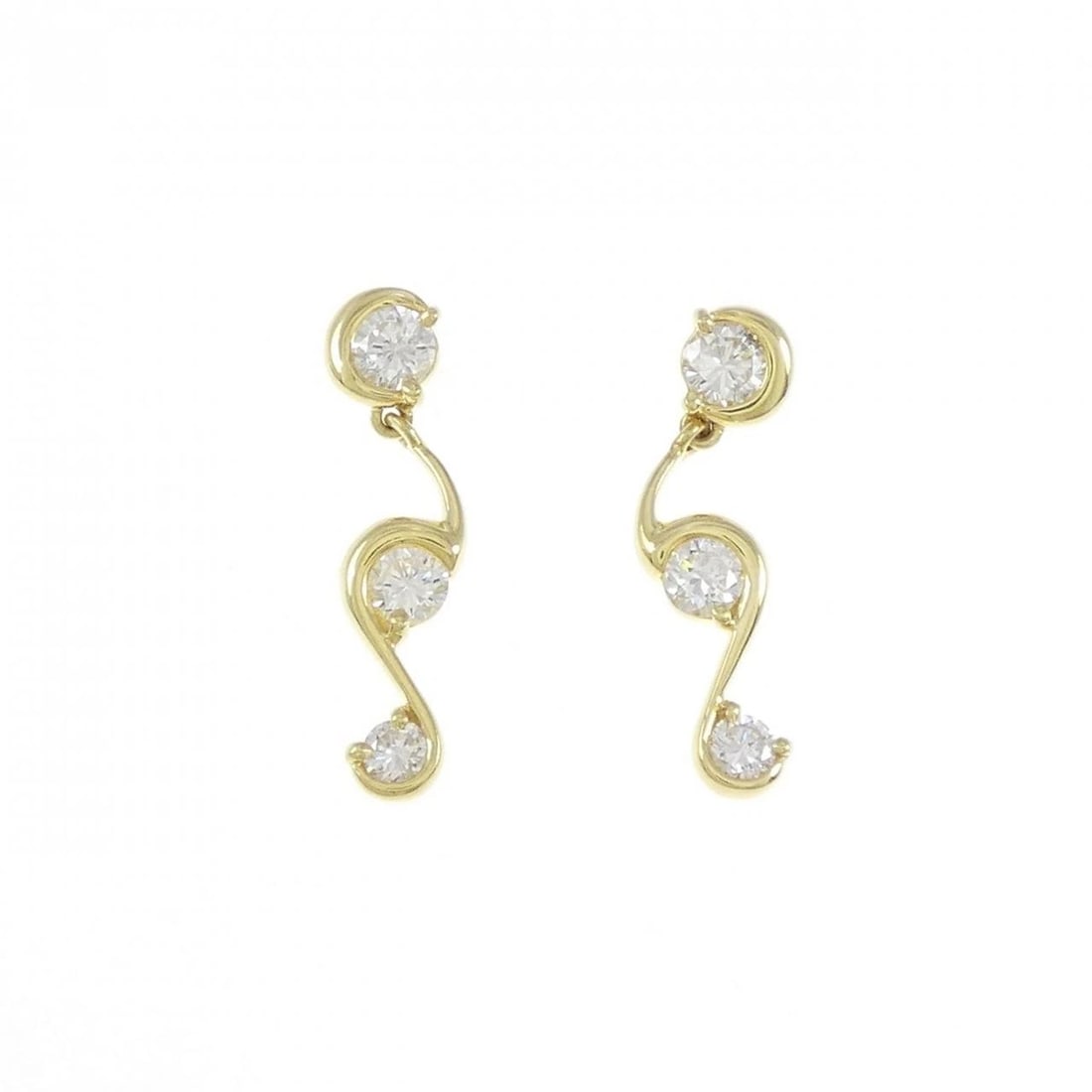 K18YG DIAMOND EARRINGS: K18YG Diamond Earrings Brand: Unbranded Type: Earrings Material: K18 Yellow Gold, Main Stone/Creation Natural Color: YG Size: ActualSize HxW: 20.3mmx4.8mm Accessories: None Accessories