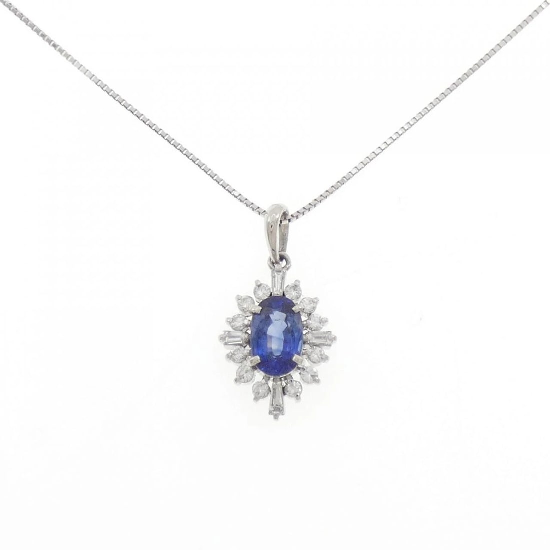 PT900 PT850 SAPPHIRE NECKLACE: PT900 PT850 Sapphire Necklace Brand: Unbranded Type: Necklace Material: Platinum 900 Platinum Platinum 850, Main Stone/Creation Main Stone SapphireSide Stone Diamond Color: White Gold Size: