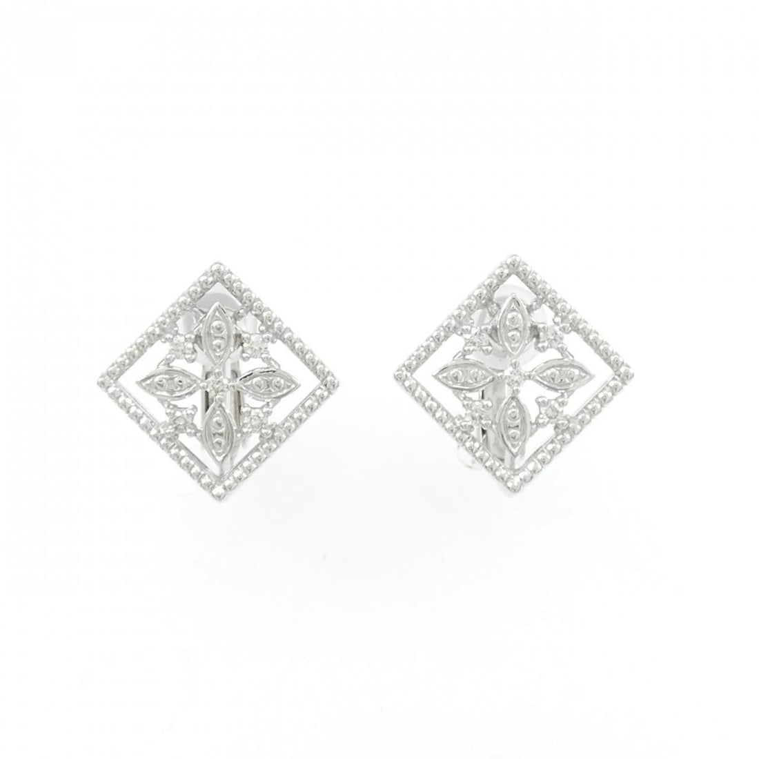 TASAKI DIAMOND EARRINGS: TASAKI Diamond Earrings Brand: TASAKI Type: Earrings Material: K18 White Gold, Main Stone/Creation Natural Color: White Size: ActualSize HxW: 14.3mmx14.3mm Accessories: None Accessories No