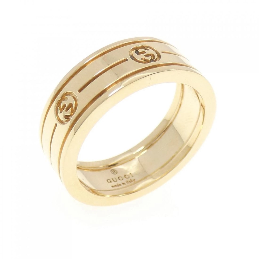 GUCCI 750YG RING: GUCCI 750YG Ring Brand: GUCCI Type: Ring Material: 750 Yellow Gold, Color: Yellow Gold Size: 6-6.5 US Accessories: None Accessories Notice: When purchasing pre-owned goods, please refer to