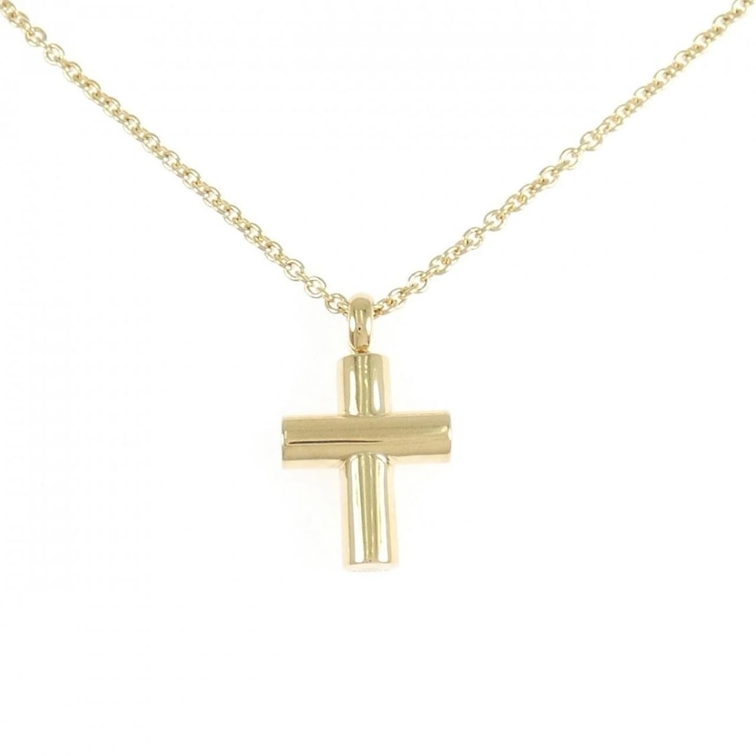 BVLGARI LATIN CROSS NECKLACE: Bvlgari Latin Cross Necklace Brand: BVLGARI Type: Necklace Material: 750 Yellow Gold, Color: Yellow Gold Size: 40cm, ActualSize Pendant top H x W: 22.7mmx13.6mm Chain Max. W: 1.3mm