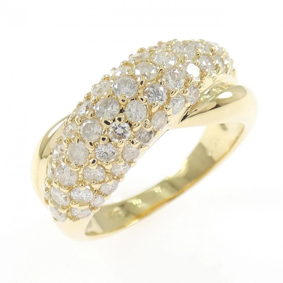K18YG PAVE DIAMOND RING: K18YG Pave Diamond Ring Brand: Unbranded Type: Ring Material: K18 Yellow Gold, Main Stone/Creation Natural Color: YG Size: 6 US Accessories: None Accessories Notice: When purchasing pre-owned