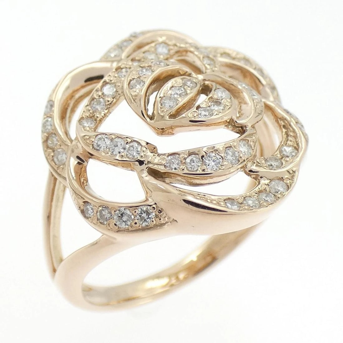 K18PG ROSE DIAMOND RING: K18PG Rose Diamond Ring Brand: Unbranded Type: Ring Material: K18 Pink Gold, Main Stone/Creation Natural Color: PG Size: 5.5 -6 US Accessories: None Accessories Notice: When purchasing pre