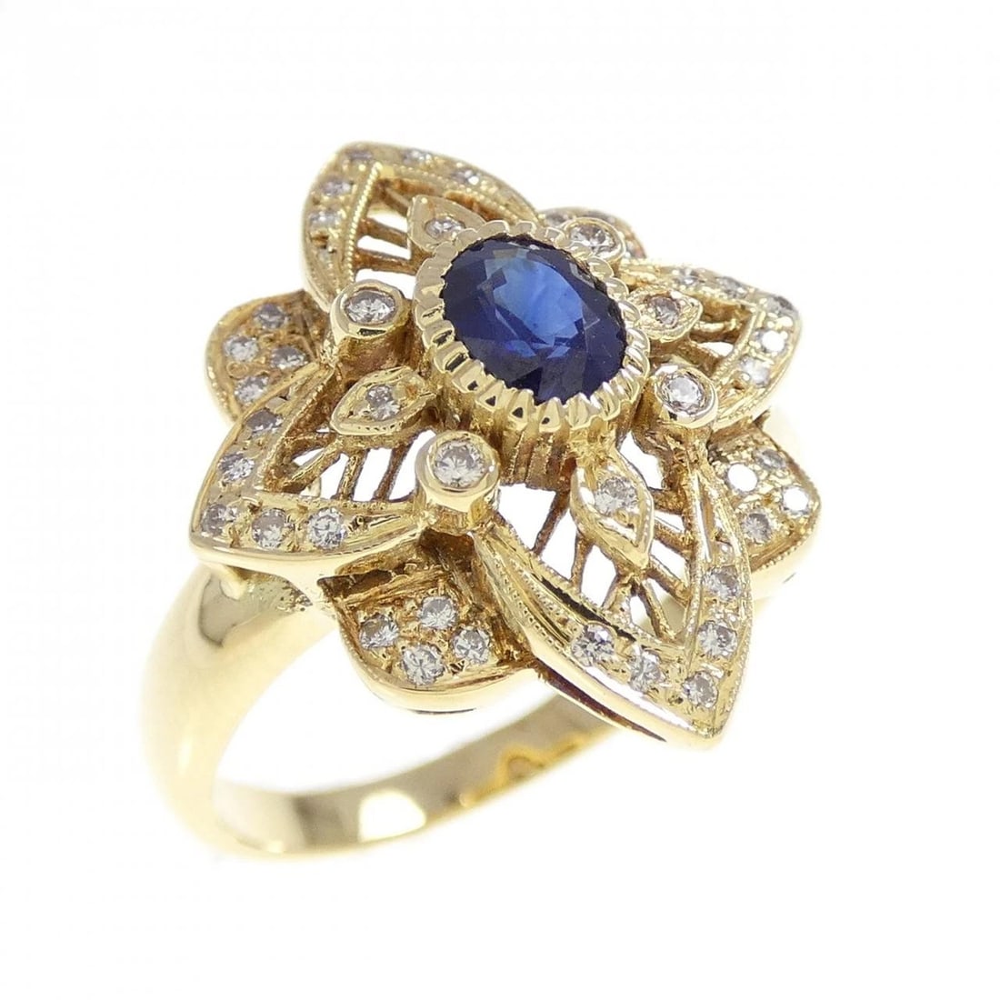 K18YG SAPPHIRE RING: K18YG Sapphire Ring Brand: Unbranded Type: Ring Material: K18 Yellow Gold, Main Stone/Creation Spphire Color: Yellow Gold Size: 6.5 US Accessories: None Accessories Notice: When purchasing