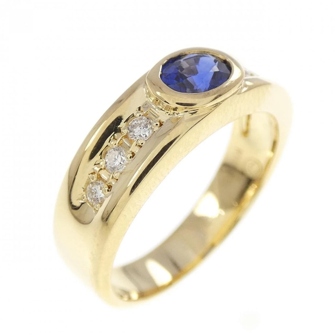 K18YG SAPPHIRE RING: K18YG Sapphire Ring Brand: Unbranded Type: Ring Material: K18 Yellow Gold, Main Stone/Creation Sapphire Color: YG Size: 6-6.5 US Accessories: None Accessories Notice: When purchasing pre-o