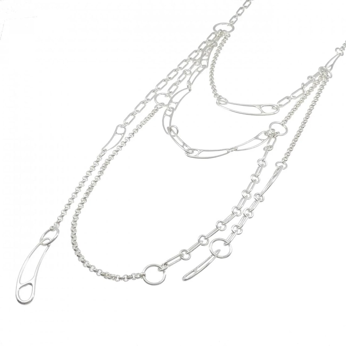 HERMES CHAINE D'ANCRE PUNK MULTI NECKLACE: HERMES Chaine d'Ancre Punk Multi Necklace Brand: HERMES Type: Necklace Material: 925 Silver, Color: Silver Size: ActualSize Diameter: 17.6mm Chain Max. W: 4.0mm Size53cm Accessories: None
