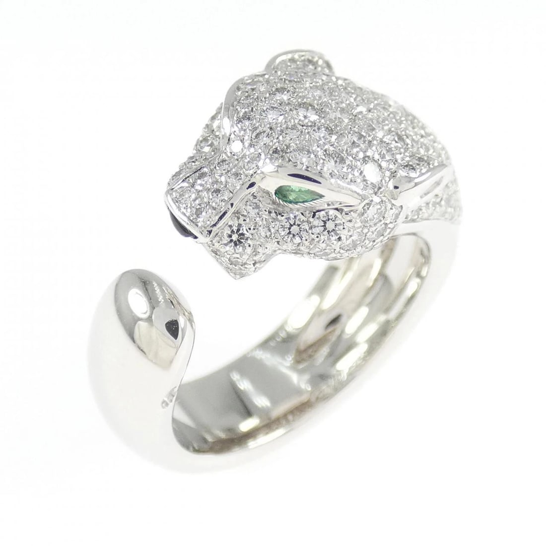 CARTIER PANTHERE RING: Cartier PANTHERE Ring Brand: CARTIER Type: Ring Material: 18K, Main Stone/Creation Emerald Color: Gold Size: US 7.5 Accessories: None Accessories Notice: When purchasing pre-owned goods, p