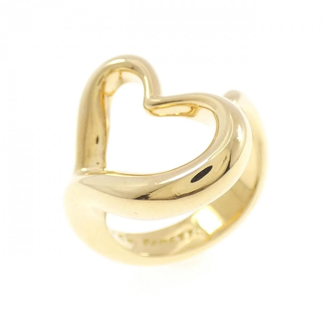 TIFFANY & CO. OPEN HEART RING: Tiffany & Co. Open Heart Ring Brand: Tiffany Type: Ring Material: 18K Yellow Gold, Color: yellow gold Size: 4.5-5 (US size) Accessories: None Accessories Notice: When purchasing pre-owned
