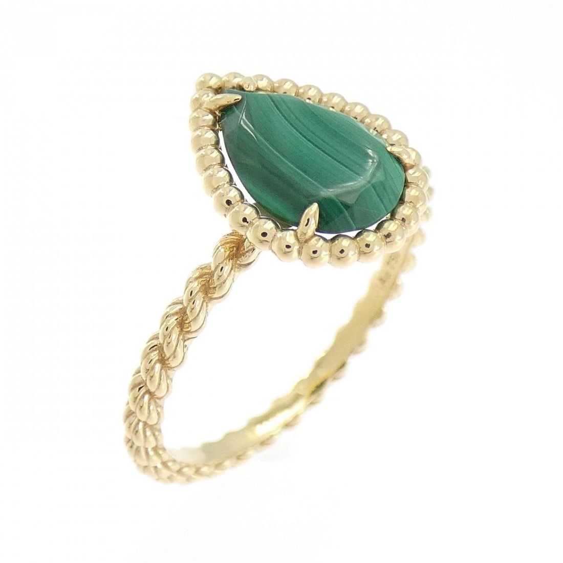 BOUCHERON SERPENT POEM SMALL RING: Boucheron Serpent Poem Small Ring Brand: Boucheron Type: Ring Material: 750 Yellow Gold, Main Stone/Creation Malachite Color: Yellow Gold Size: 8US US Accessories: None Accessories Notice: