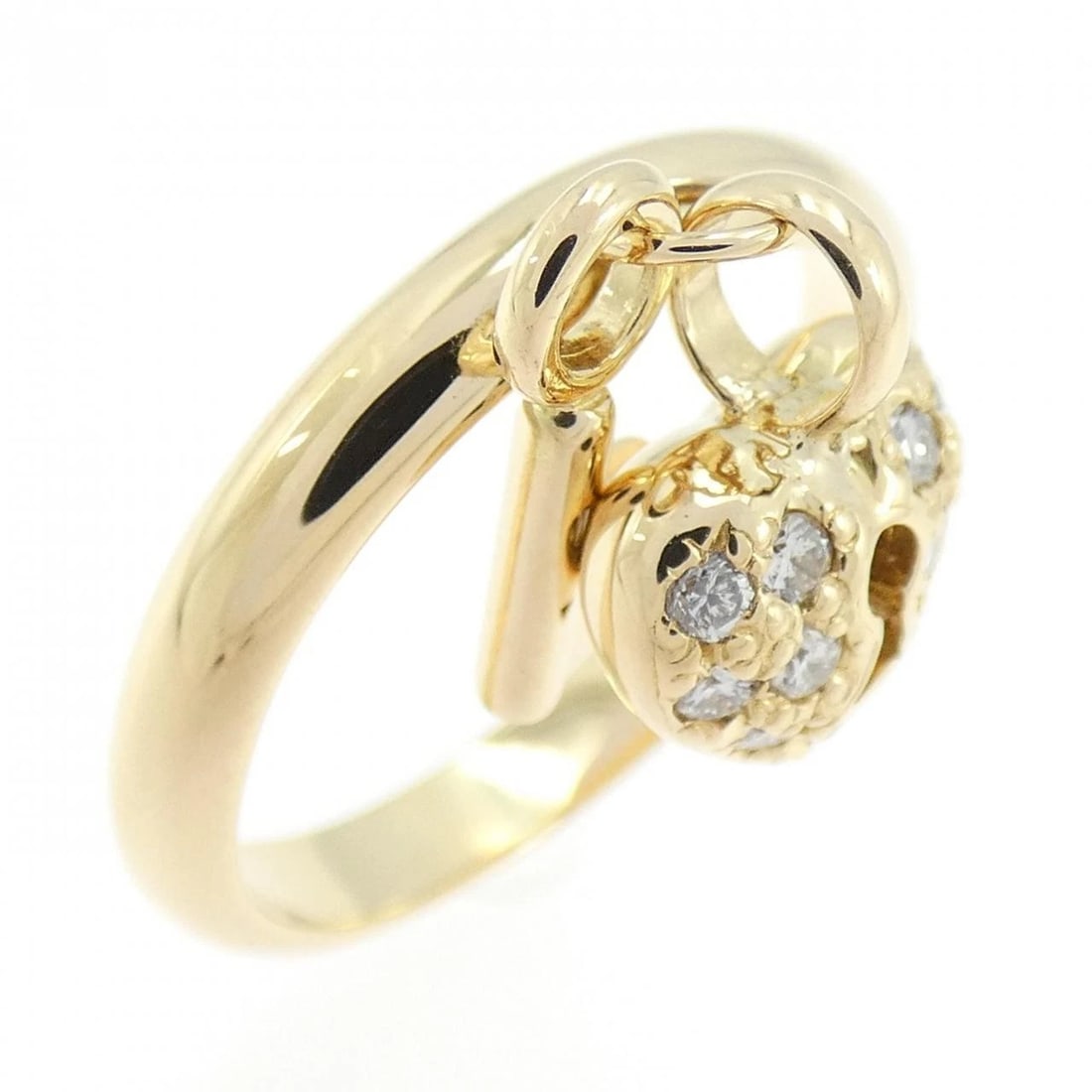 K18YG HEART X KEY DIAMOND RING: K18YG Heart x Key Diamond Ring Brand: Unbranded Type: Ring Material: K18 Yellow Gold, Main Stone/Creation Natural Color: Yellow Gold Size: 6.5 US Accessories: None Accessories Notice: When