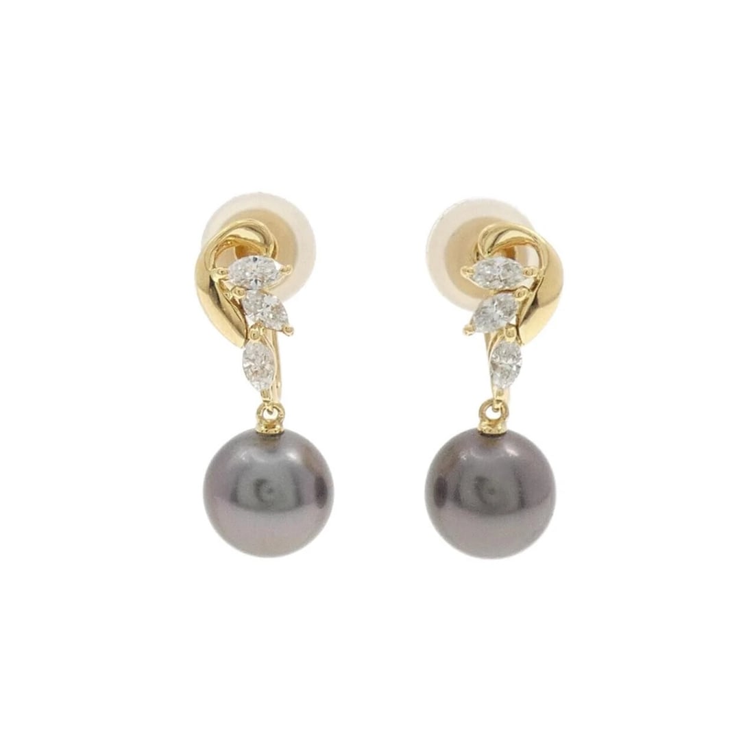 MIKIMOTO BLACK PEARL EARRINGS: MIKIMOTO Black Pearl Earrings Brand: MIKIMOTO Type: Earrings Material: K18 Yellow Gold, Main Stone/Creation Black Pearl Color: Yellow Gold Size: ActualSize HxW: 22.2mmx8.8mm Accessories: None