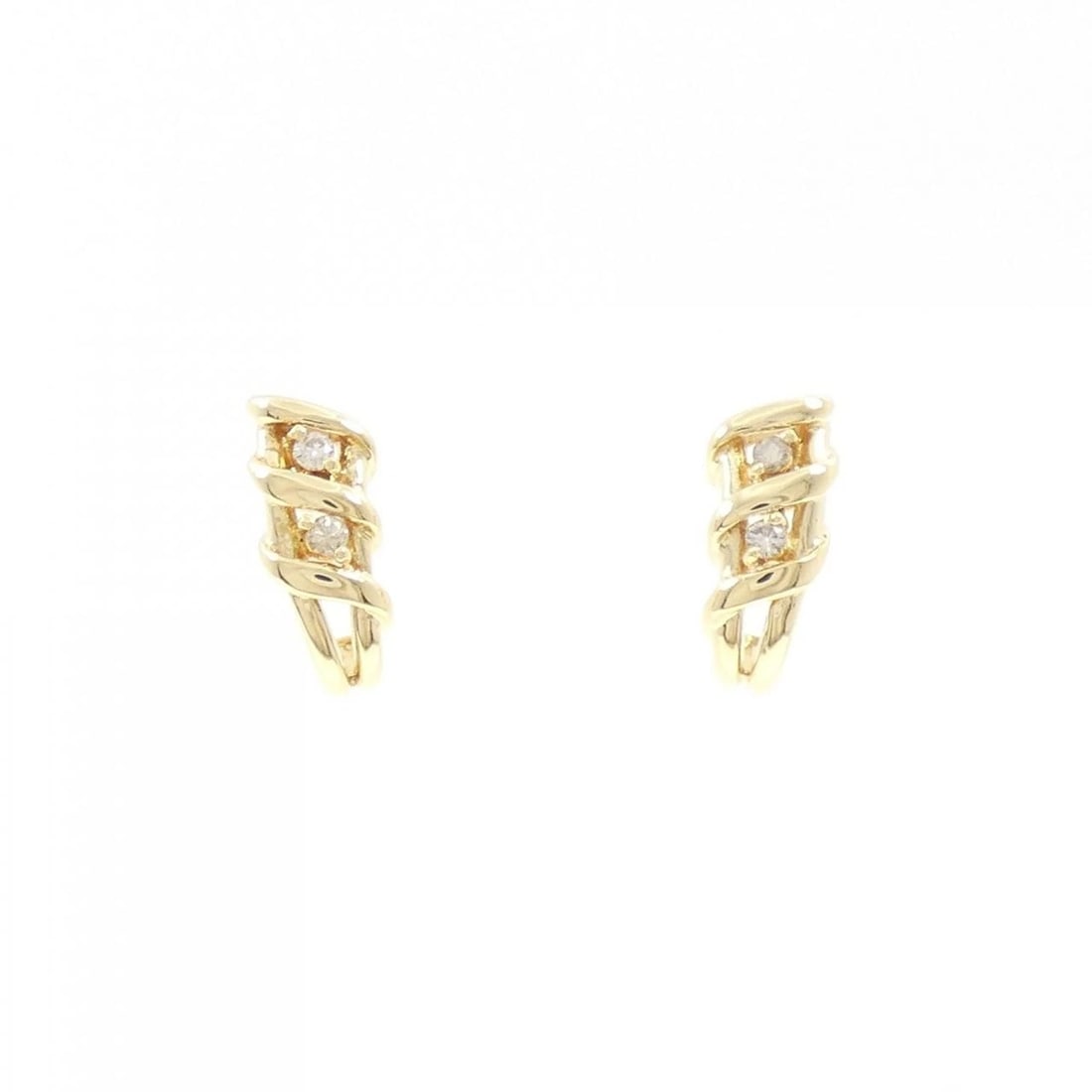 K18YG DIAMOND EARRINGS: K18YG Diamond Earrings Brand: Unbranded Type: Earrings Material: K18 Yellow Gold, Main Stone/Creation Natural Color: Yellow Gold Size: HxW: 13.9mmx6.2mm Accessories: None Accessories Notice: