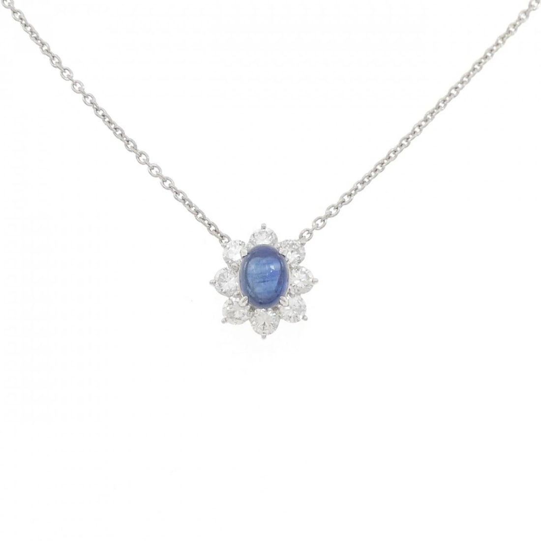 PT850 SAPPHIRE NECKLACE: PT850 Sapphire Necklace Brand: Unbranded Type: Necklace Material: Platinum 850, Main Stone/Creation Sapphire Color: None Size: 37-40cmActualSize Pendant top H x W: 14.9mmx13.9mm Chain Max. W: