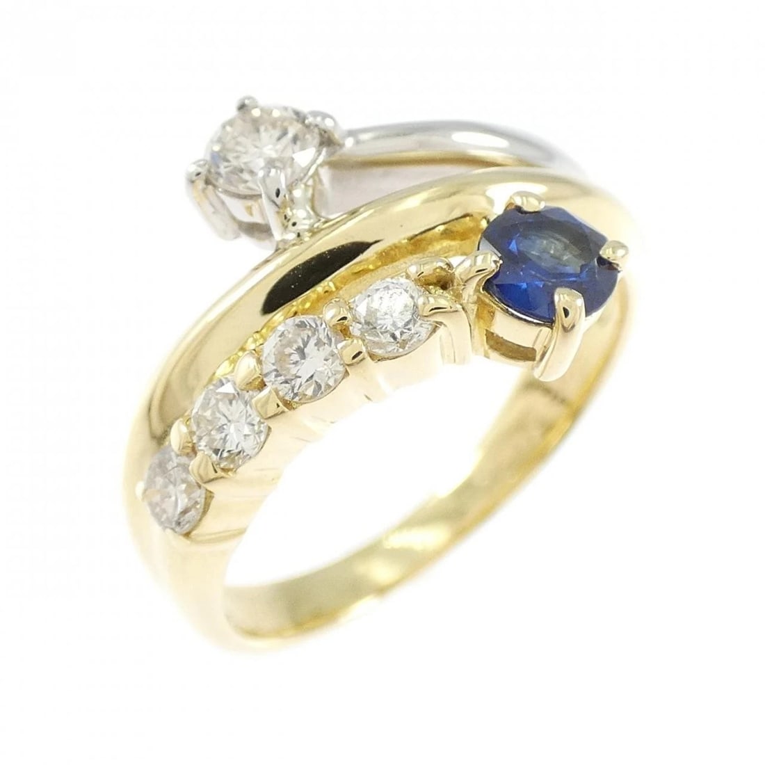 K18YG PT900 SAPPHIRE RING: K18YG PT900 Sapphire Ring Brand: Unbranded Type: Ring Material: K18 Yellow Gold Platinum 900 Platinum, Main Stone/Creation Sapphire Color: Yellow Gold Size: 5 ( US size) Accessories: None