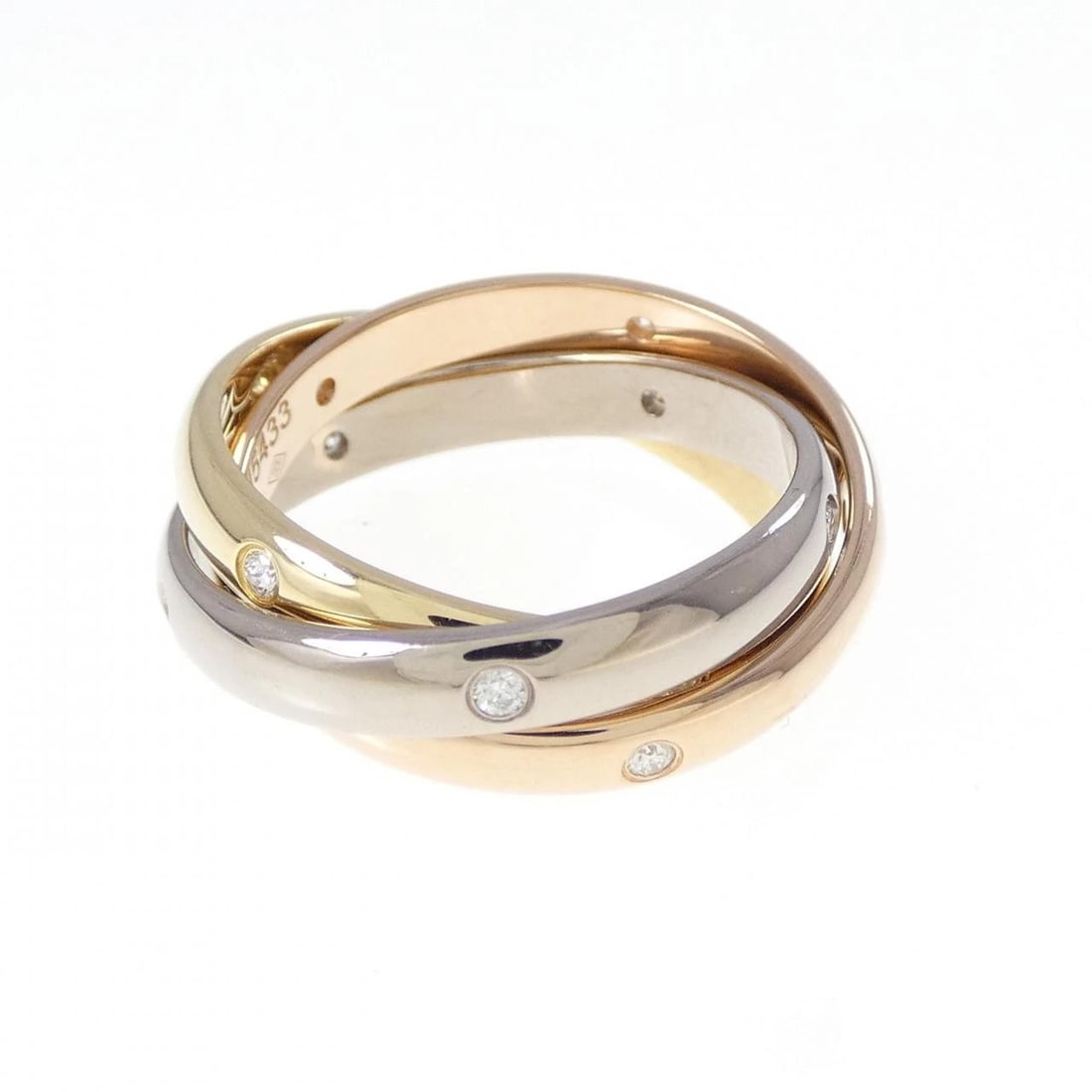 CARTIER TRINITY STAR RING: Cartier Trinity Star Ring Brand: CARTIER Type: Ring Material: 750 Yellow Gold/750 White Gold/750 Pink Gold, Main Stone/Creation Natural Color: None Size: US 7.25 Accessories: None Accessor