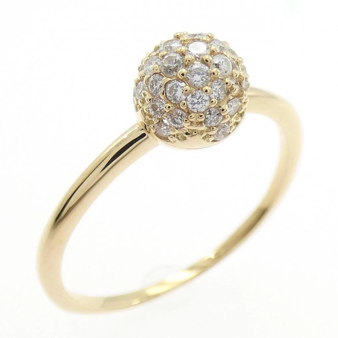 K18YG PAVE DIAMOND RING: K18YG Pave Diamond Ring Brand: Unbranded Type: Ring Material: K18 Yellow Gold, Main Stone/Creation natural Color: Yellow Gold Size: 7.5-8 US Accessories: None Accessories Notice: When