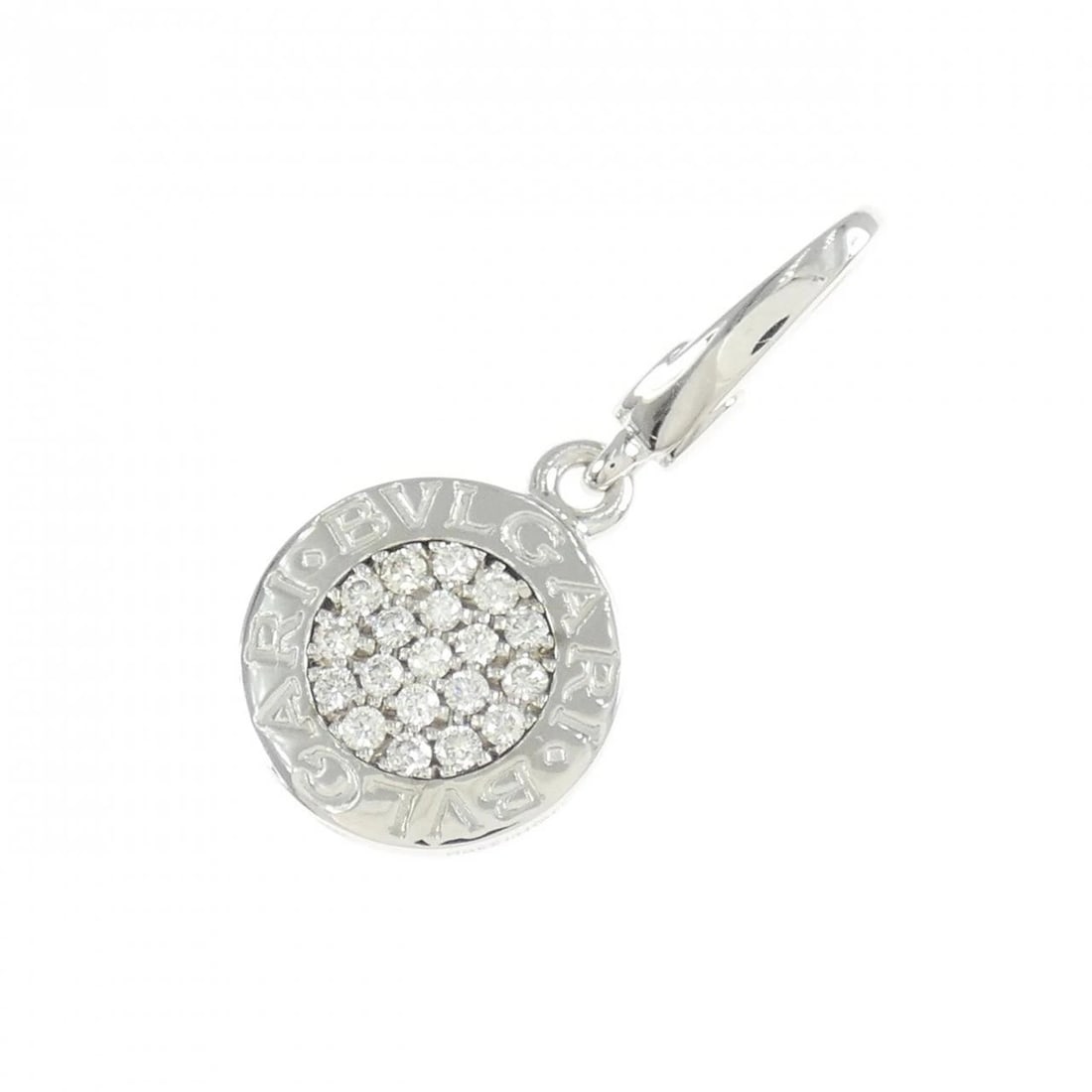 BVLGARI CHARM: Bvlgari Charm Brand: BVLGARI Type: Pendant Brooch Material: 750 White Gold, Main Stone/Creation Natural Color: White Gold Size: ActualSize HxW: 28.2mmx12.9mm Accessories: None Accessories