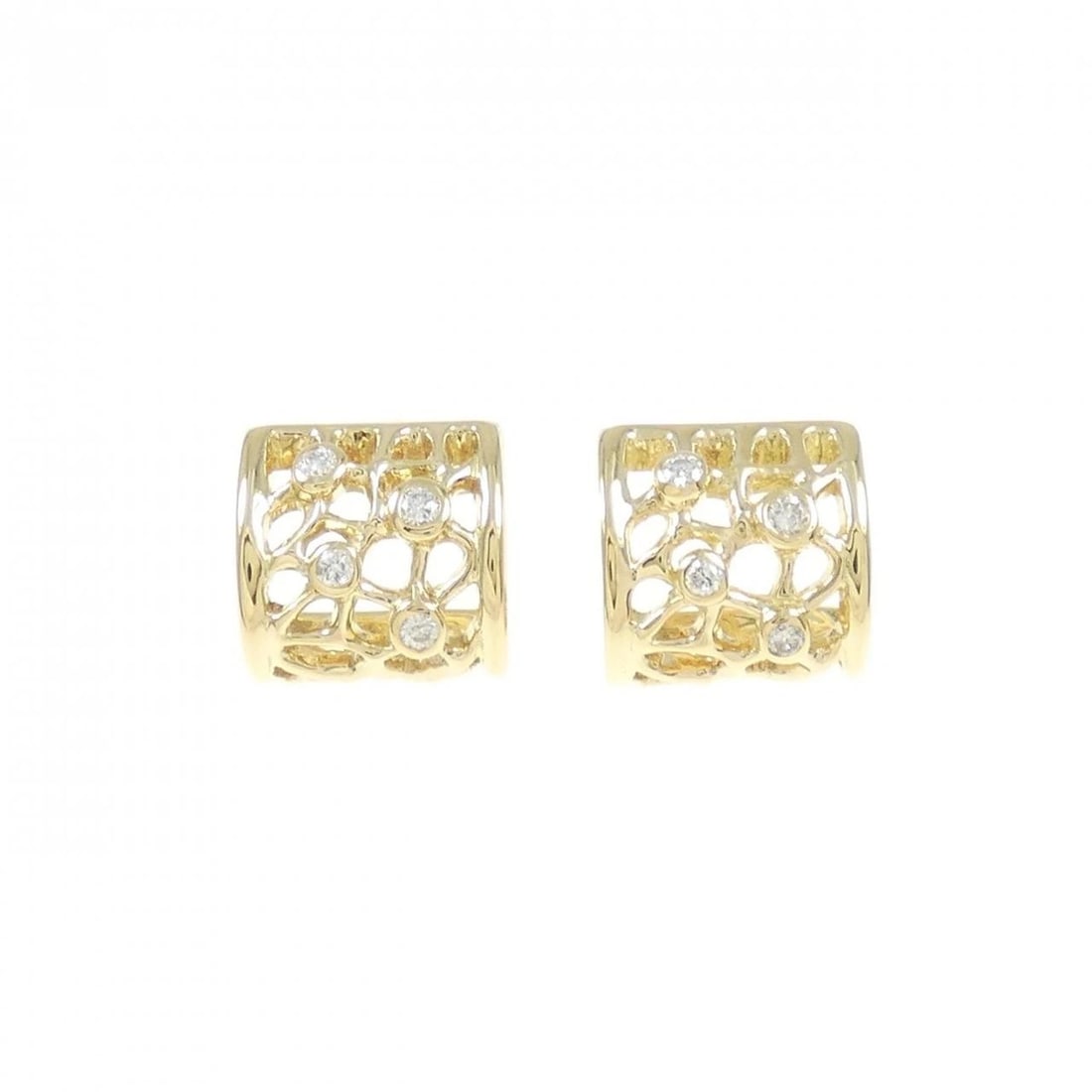 K18YG DIAMOND EARRINGS: K18YG Diamond Earrings Brand: Unbranded Type: Earrings Material: K18 Yellow Gold, Main Stone/Creation natural Color: Yellow Gold Size: HxW: 10.0mmx10.1mm Accessories: None Accessories Notice: