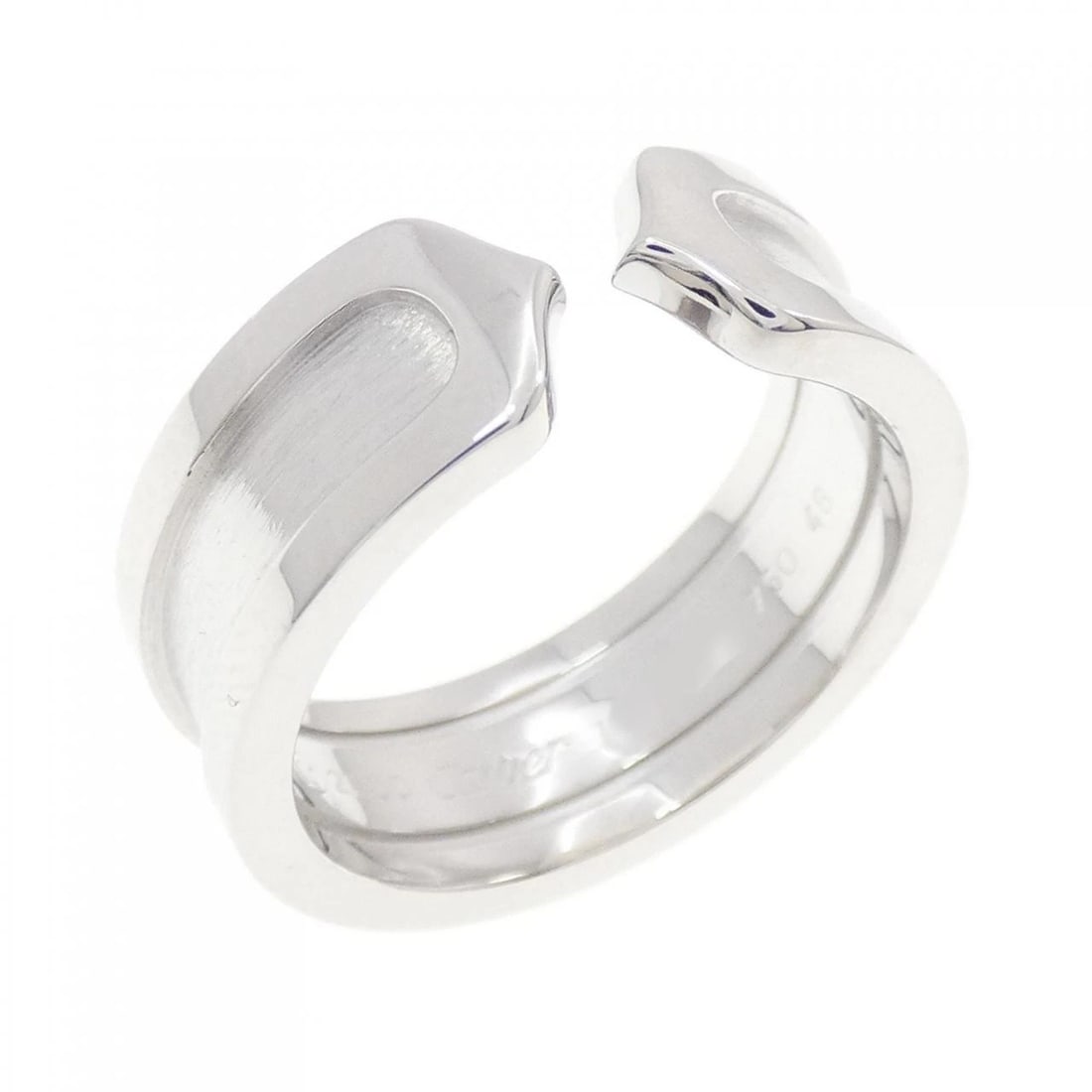 CARTIER C2 SMALL RING: Cartier C2 Small Ring Brand: Cartier Type: Ring Material: 750 White Gold, Color: White Gold Size: 5US US Accessories: None Accessories Notice: When purchasing pre-owned goods, please refer