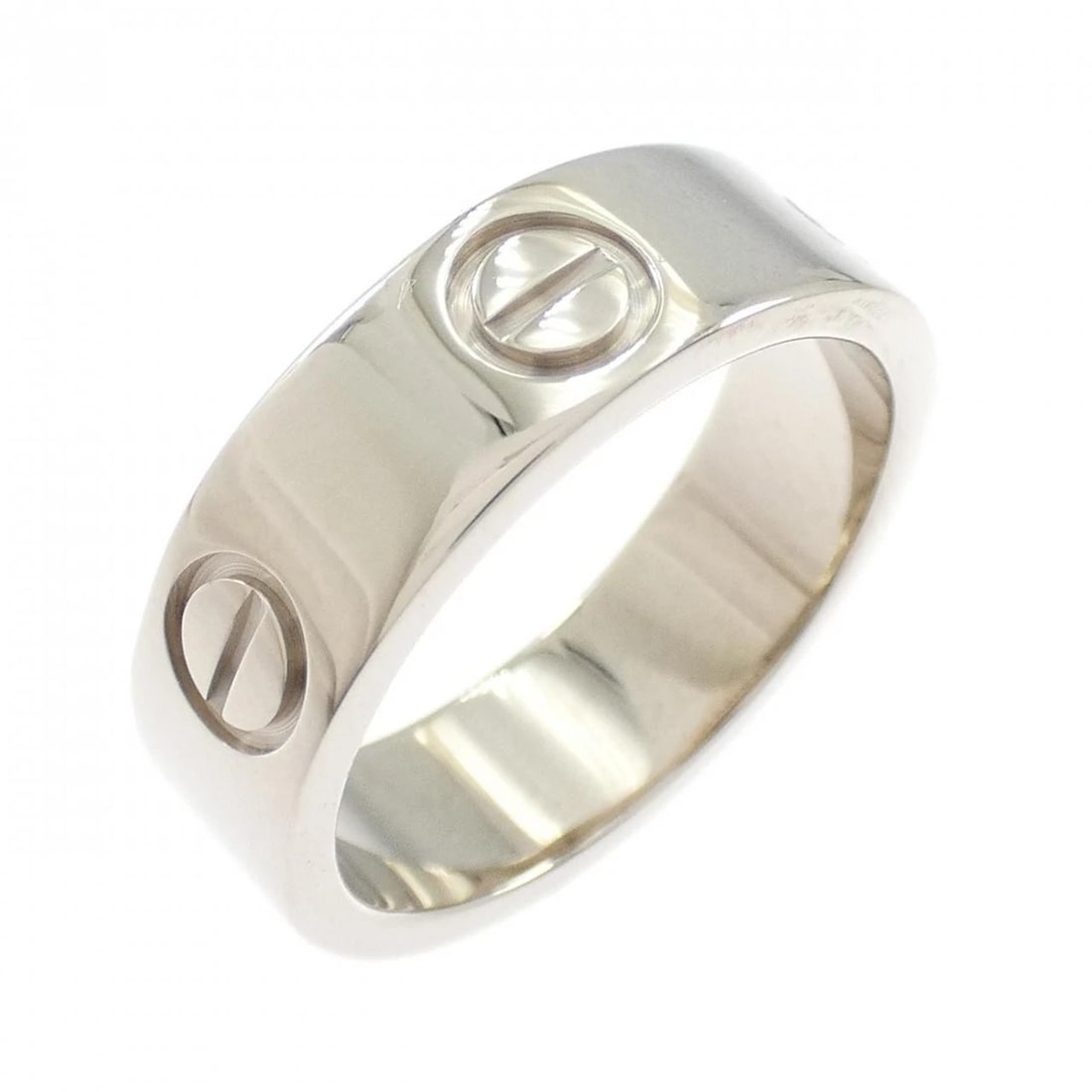 CARTIER LOVE RING: Cartier Love Ring Brand: Cartier Type: Ring Material: 750 White Gold, Color: White Gold Size: 5.5 US Accessories: None Accessories Notice: When purchasing pre-owned goods, please refer to the