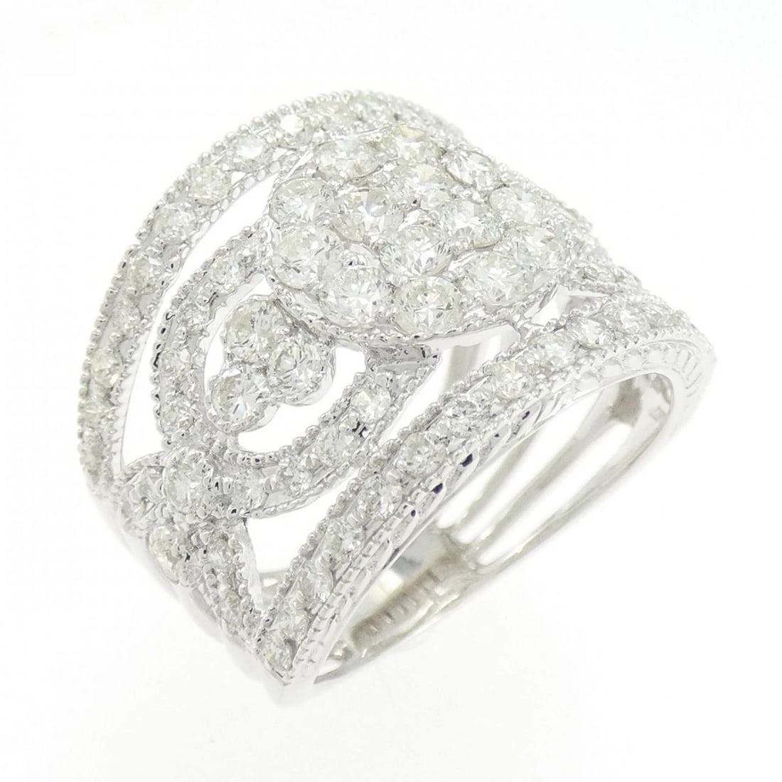 750WG DIAMOND RING: 750WG Diamond Ring Brand: Unbranded Type: Ring Material: 750 White Gold, Main Stone/Creation natural Color: White Gold Size: 7-7.5 US Accessories: None Accessories Notice: When purchasing