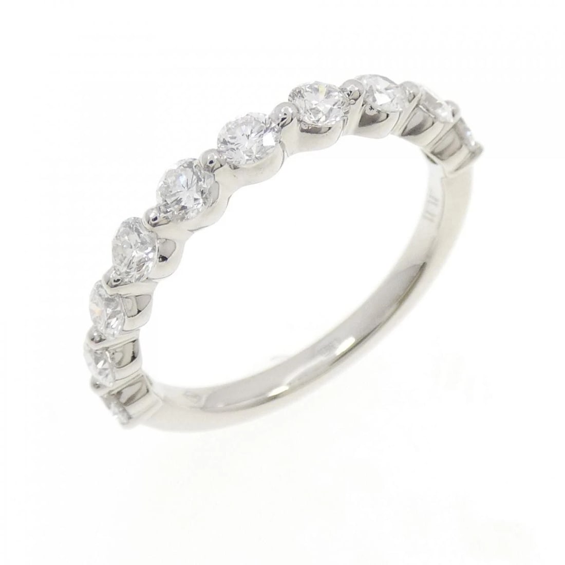 PT950 HALF ETERNITY DIAMOND RING: PT950 Half Eternity Diamond Ring Brand: Unbranded Type: Ring Material: Platinum 950, Main Stone/Creation Natural Color: White Gold Size: 5-5.5 US Accessories: None Accessories Notice: When