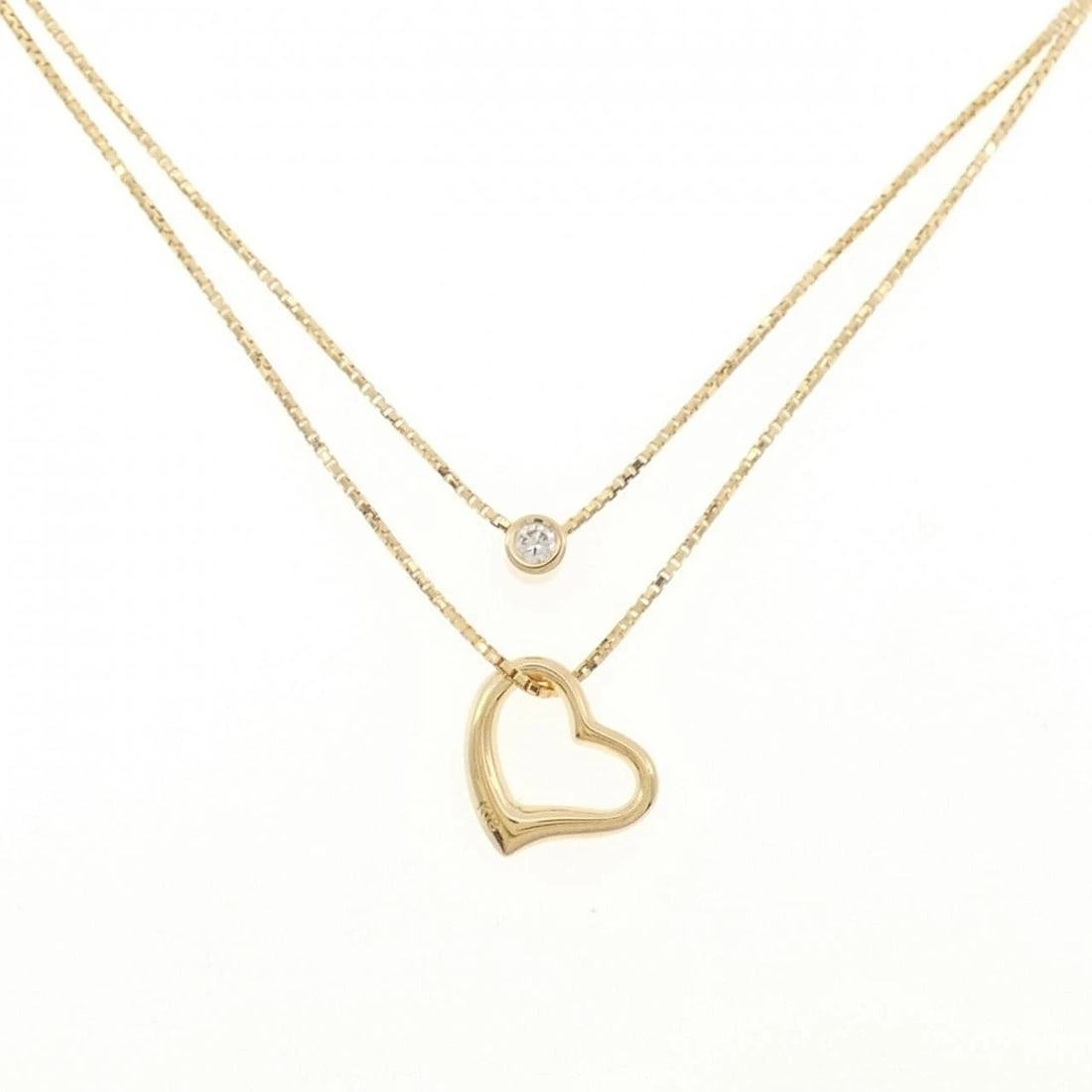 K18YG HEART DIAMOND NECKLACE: K18YG Heart Diamond Necklace Brand: Unbranded Type: Necklace Material: K18 Yellow Gold, Main Stone/Creation Natural Color: Yellow Gold Size: 39cmActualSize Pendant top H x W: 18.4mmx10.3mm