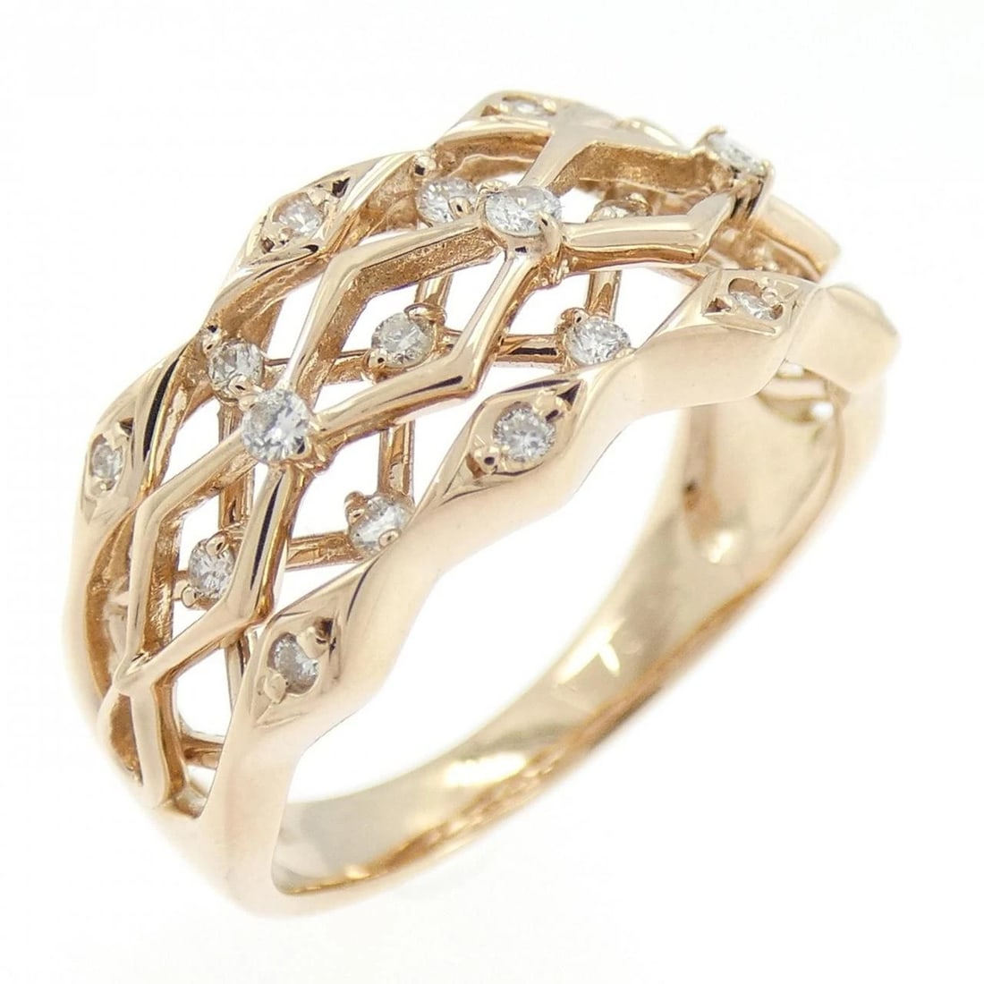 K18PG DIAMOND RING: K18PG Diamond Ring Brand: Unbranded Type: Ring Material: K18 Pink Gold, Main Stone/Creation Natural Color: Pink Gold Size: 6-6.5 ( US size) Accessories: None Accessories Notice: When