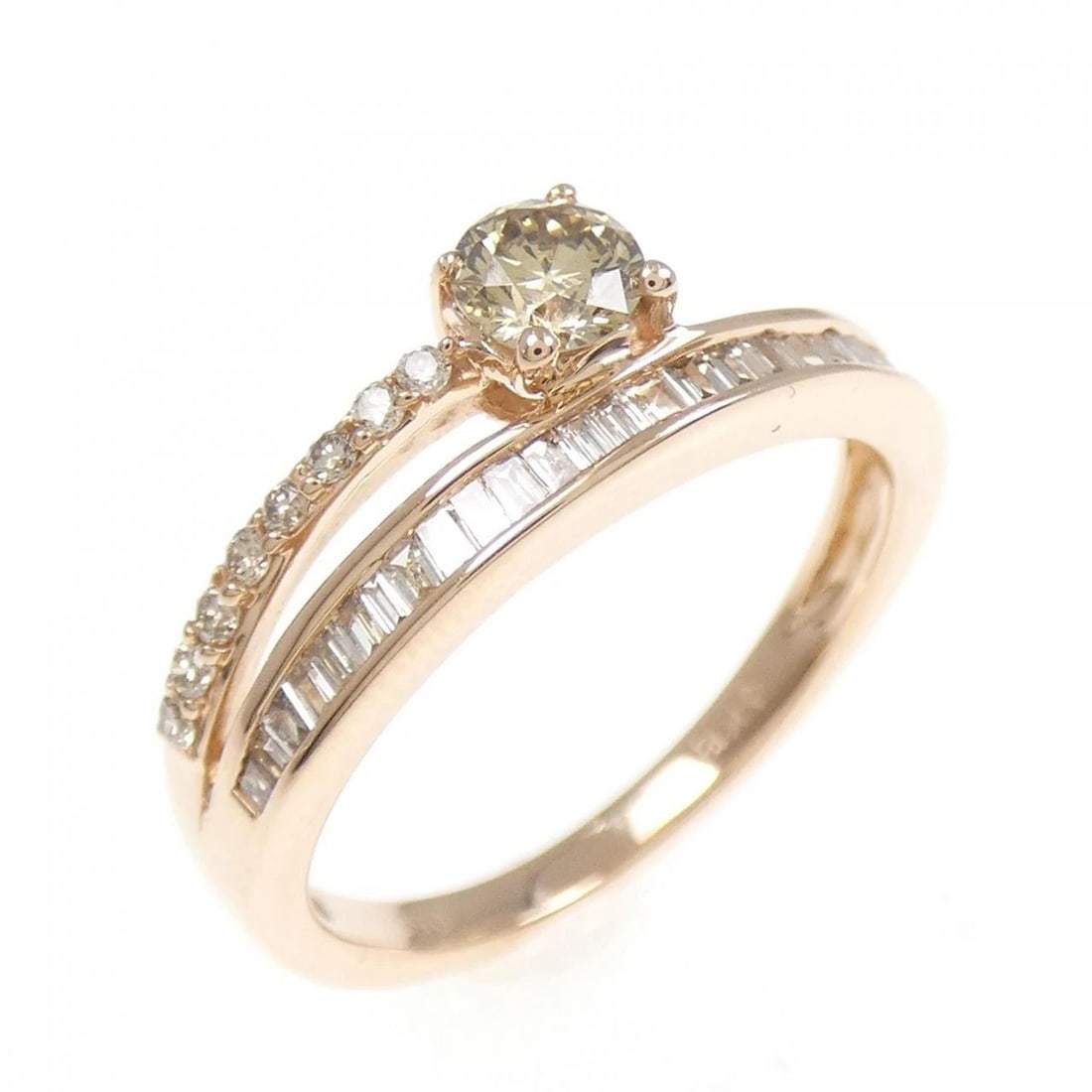 K18PG DIAMOND RING: K18PG Diamond Ring Brand: Unbranded Type: Ring Material: K18 Pink Gold, Main Stone/Creation natural Color: Yellow Gold Size: 6 US Accessories: None Accessories Notice: When purchasing