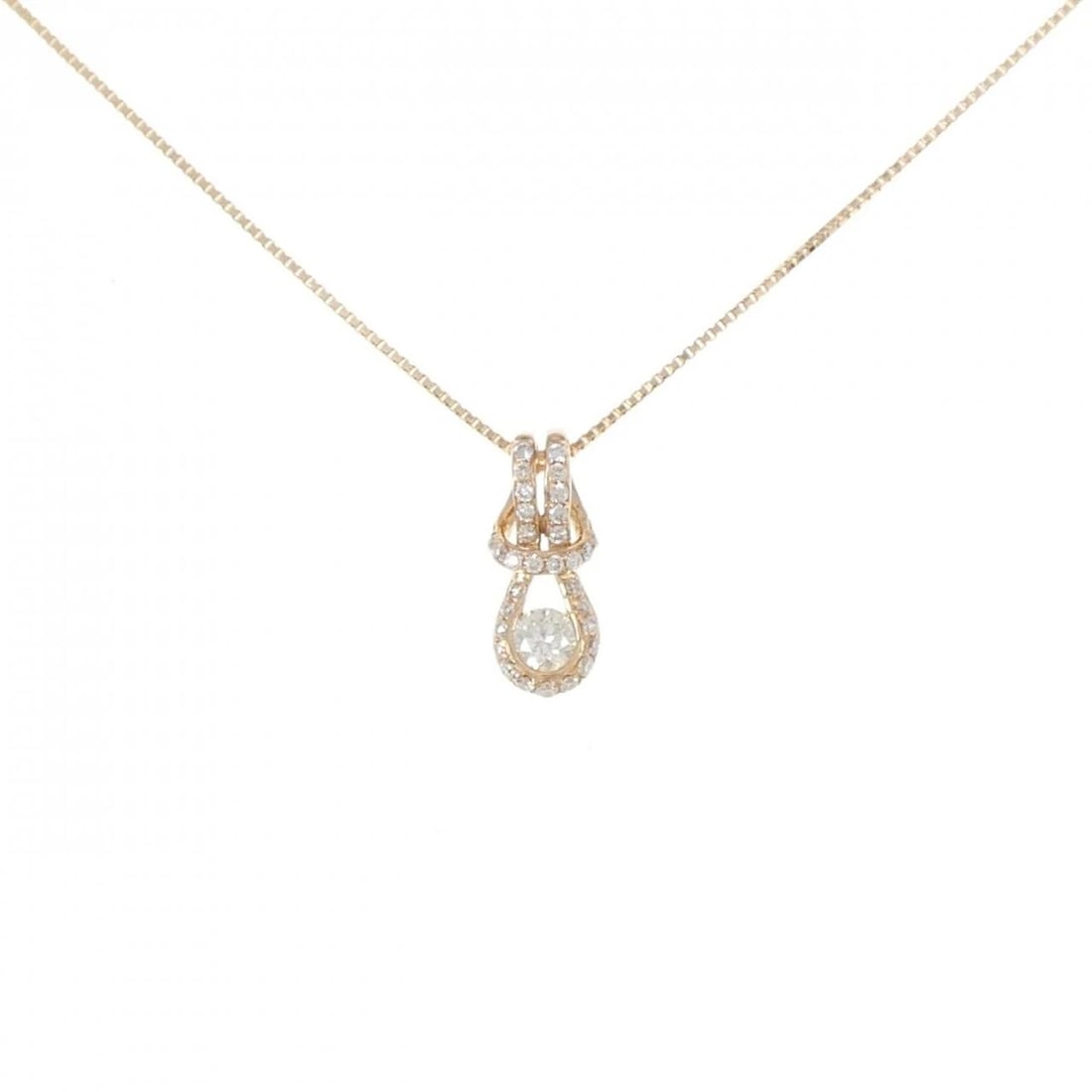 K18PG DIAMOND NECKLACE: K18PG Diamond Necklace Brand: Unbranded Type: Necklace Material: K18 Pink Gold, Main Stone/Creation Natural Color: Pink Gold Size: 45cmActualSize Pendant top H x W: 14.7mmx6.0mm Chain Max. W:
