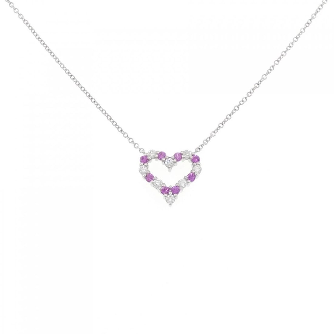 TIFFANY & CO. SENTIMENTAL HEART MINI NECKLACE: Tiffany & Co. Sentimental Heart mini Necklace Brand: Tiffany Type: Necklace Material: Platinum 950, Main Stone/Creation Sapphire Color: Platinum Size: ActualSize Pendant top H x W: