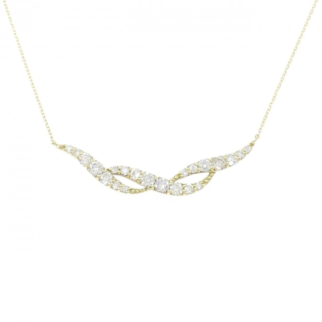 K18YG DIAMOND NECKLACE: K18YG Diamond Necklace Brand: Unbranded Type: Necklace Material: K18 Yellow Gold, Main Stone/Creation Natural Color: Yellow Gold Size: 48CM ActualSize Pendant top H x W: 10.0mmx40.6mm Chain