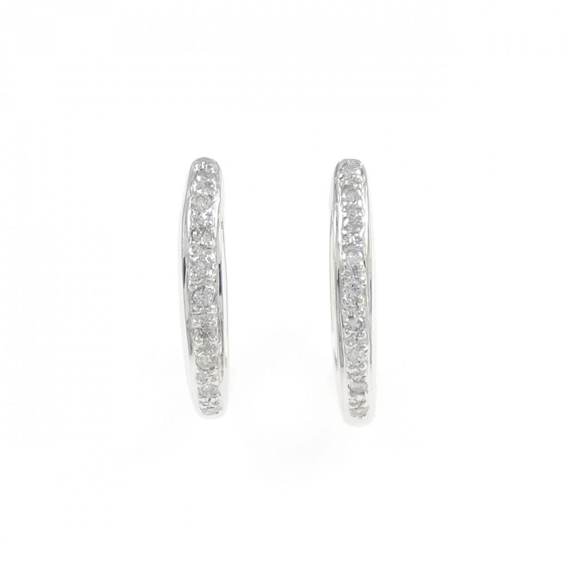 18KWG DIAMOND HOOP EARRINGS: 18KWG Diamond Hoop Earrings Brand: Unbranded Type: Earrings Material: 18K White Gold, Main Stone/Creation natural Color: White Gold Size: HxW: 16.9mmx2.7mm Accessories: None Accessories