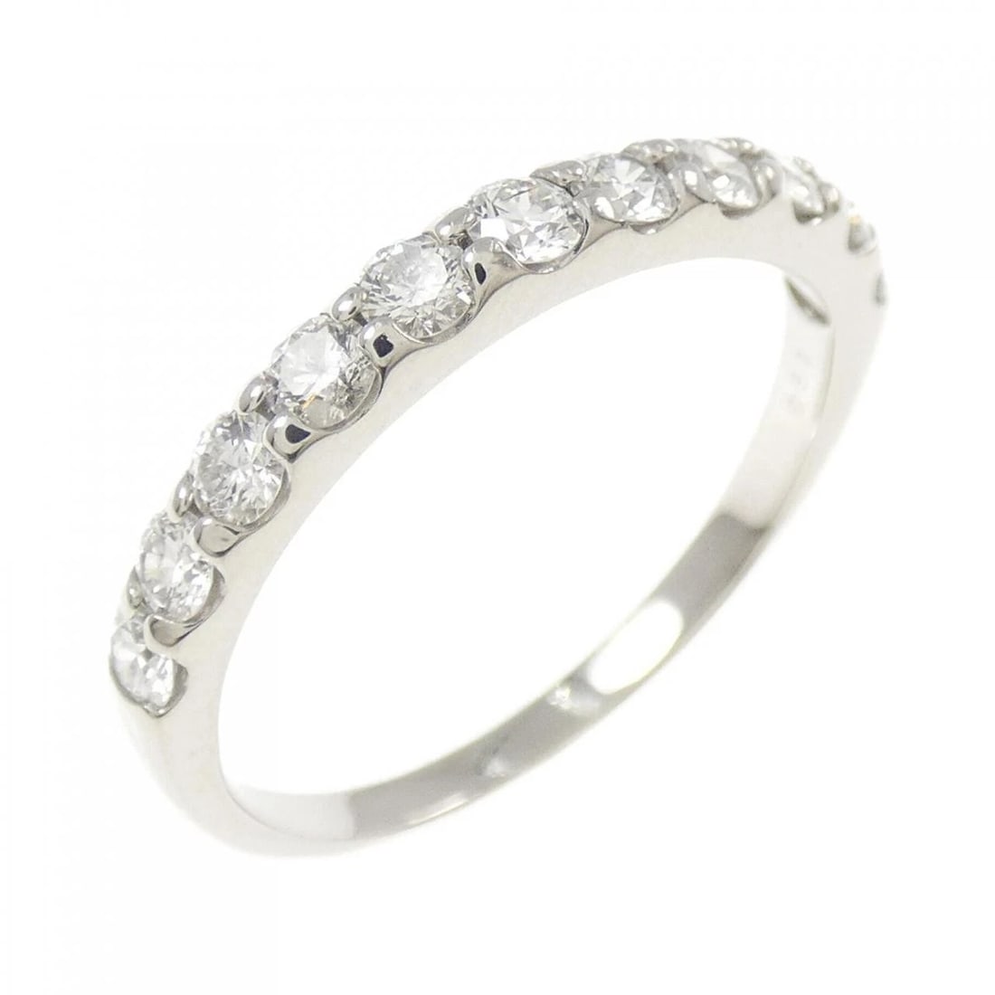 PT900 HALF ETERNITY DIAMOND RING: PT900 Half Eternity Diamond Ring Brand: Unbranded Type: Ring Material: Platinum 900 Platinum, Main Stone/Creation Natural Color: White Gold Size: 6.5 US Accessories: None Accessories Notice: