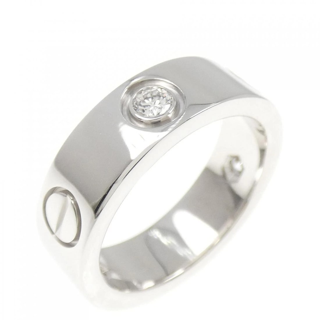 CARTIER LOVE HALF DIAMOND RING: Cartier Love Half Diamond Ring Brand: Cartier Type: Ring Material: 750 White Gold, Main Stone/Creation Natural Color: White Size: 5 (US size) Accessories: None Accessories Notice: When