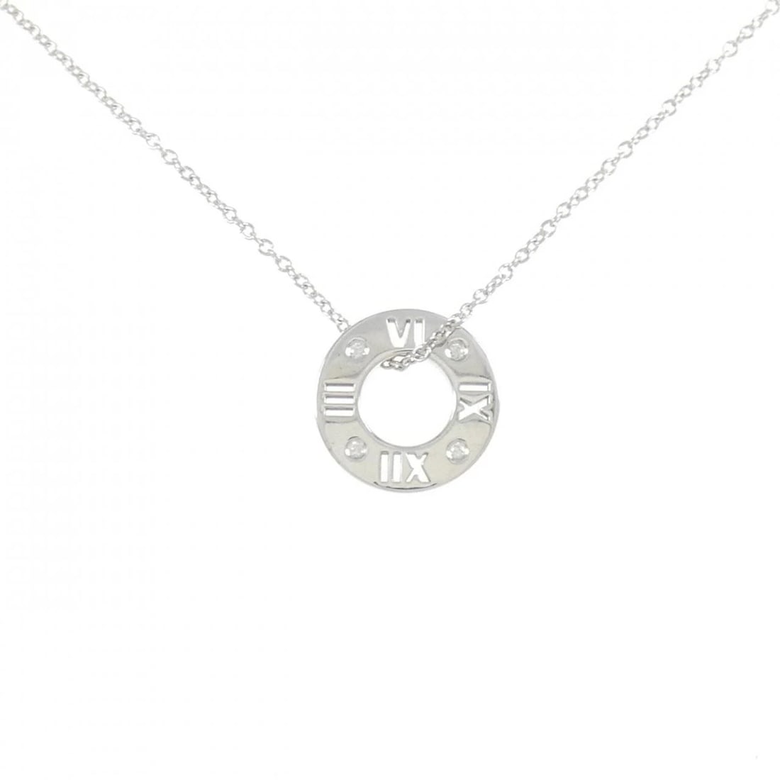 TIFFANY ATLAS SMALL NECKLACE: Tiffany Atlas Small Necklace Brand: Tiffany Type: Necklace Material: 750 White Gold, Main Stone/Creation Natural Color: White Gold Size: ActualSize Diameter: 12.0mm Chain Max. W: 1.0mm